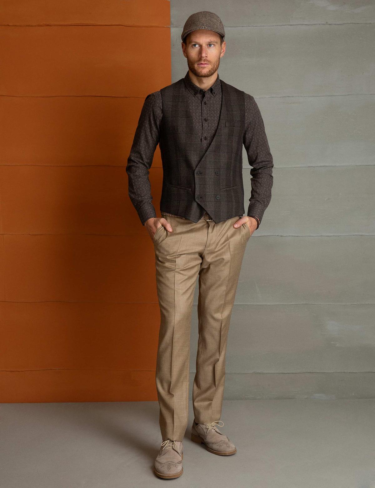 Kahverengi Slim Fit Yelek