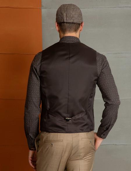 Kahverengi Slim Fit Yelek - 50195488012