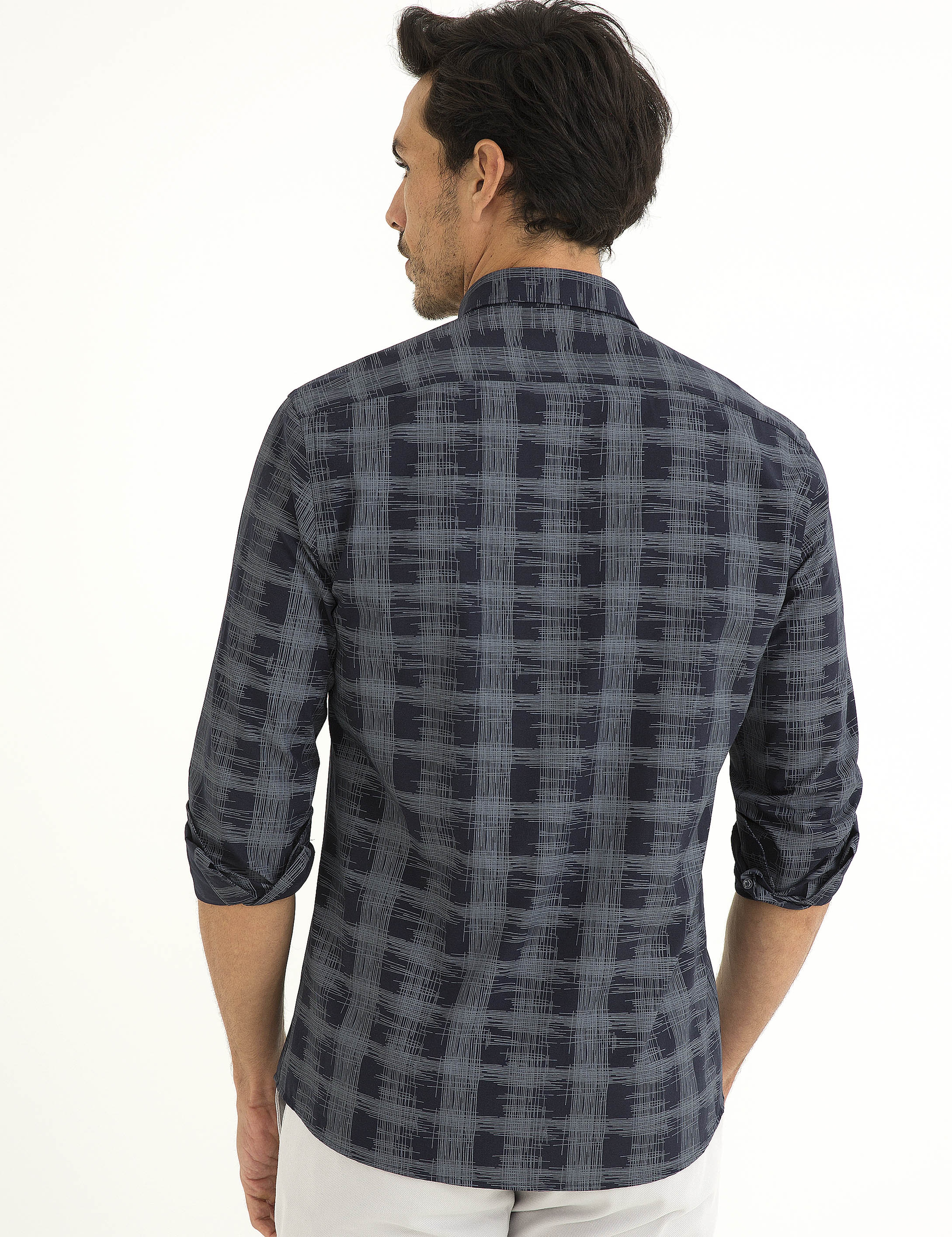 Lacivert Slim Fit Gömlek - Image 3
