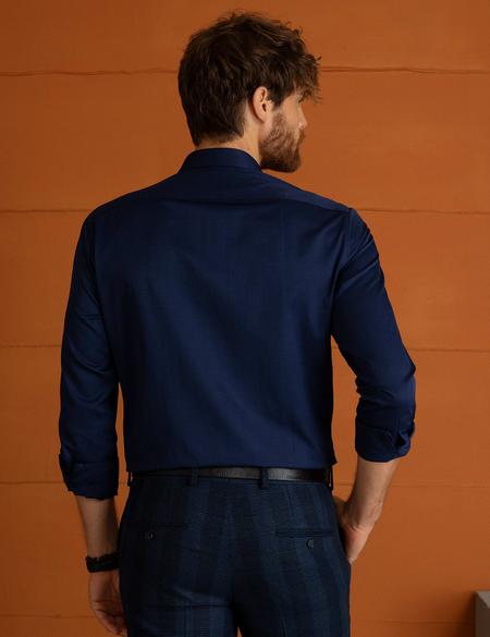 Lacivert Regular Fit Uzun Kollu Basic Gömlek - 50197132047