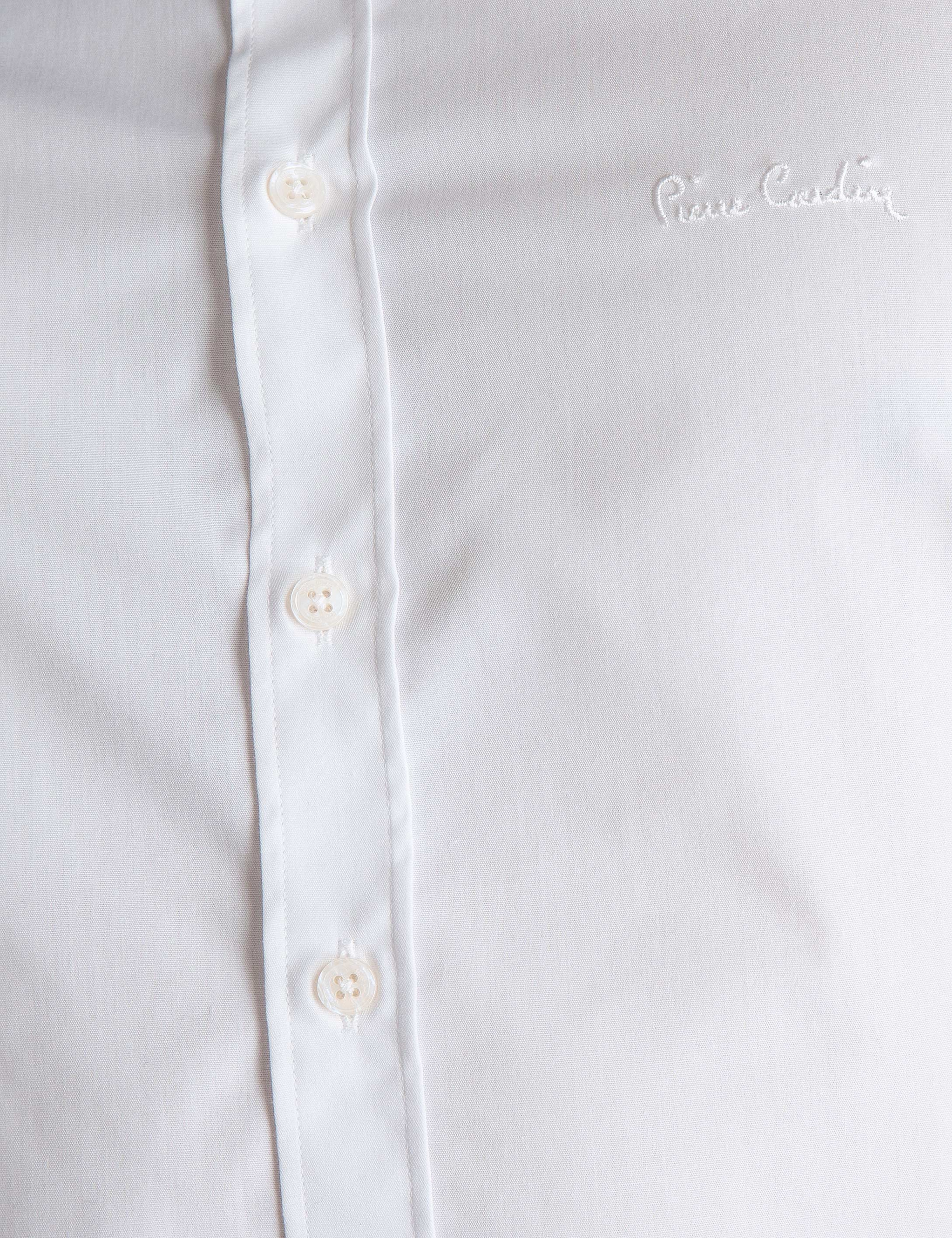 Beyaz Slim Fit Uzun Kollu Basic Gömlek - Image 4