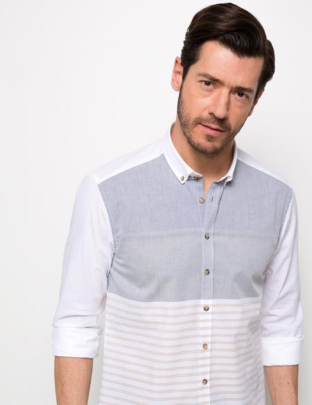 Yeşil Slim Fit Uzun Kollu Gömlek - 50187568023