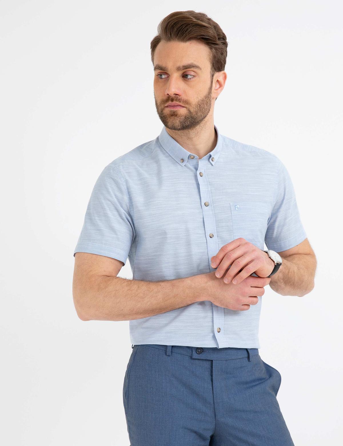 Açık Mavi Regular Fit Kısa Kol Gömlek