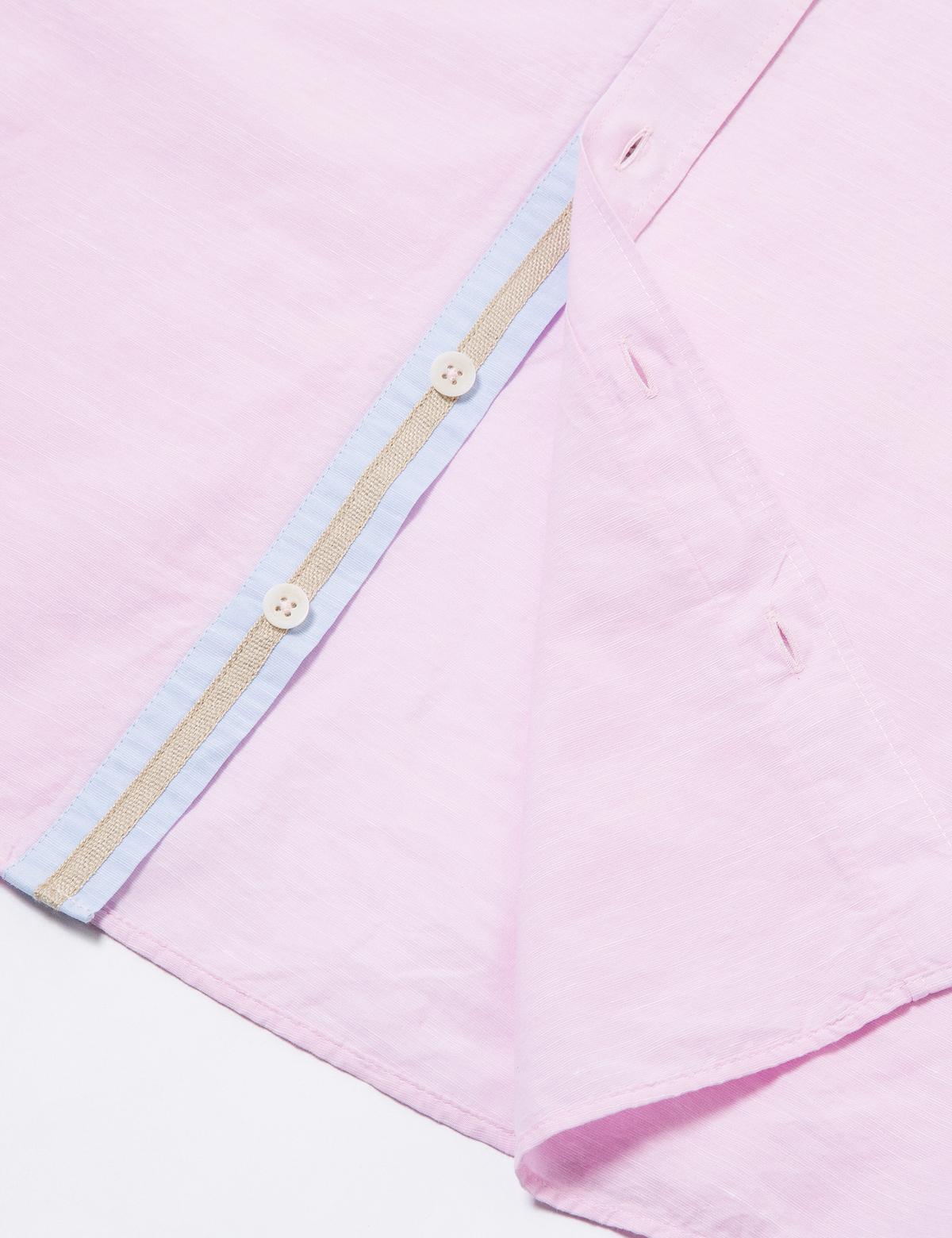 Pembe Slim Fit Kısa Kollu Gömlek - 50168712047