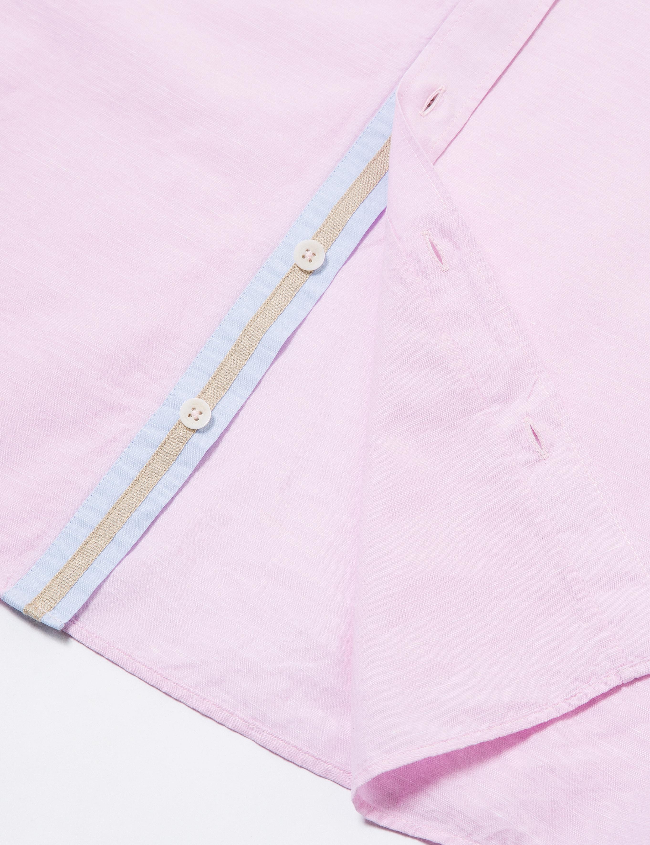 Pembe Slim Fit Kısa Kollu Gömlek