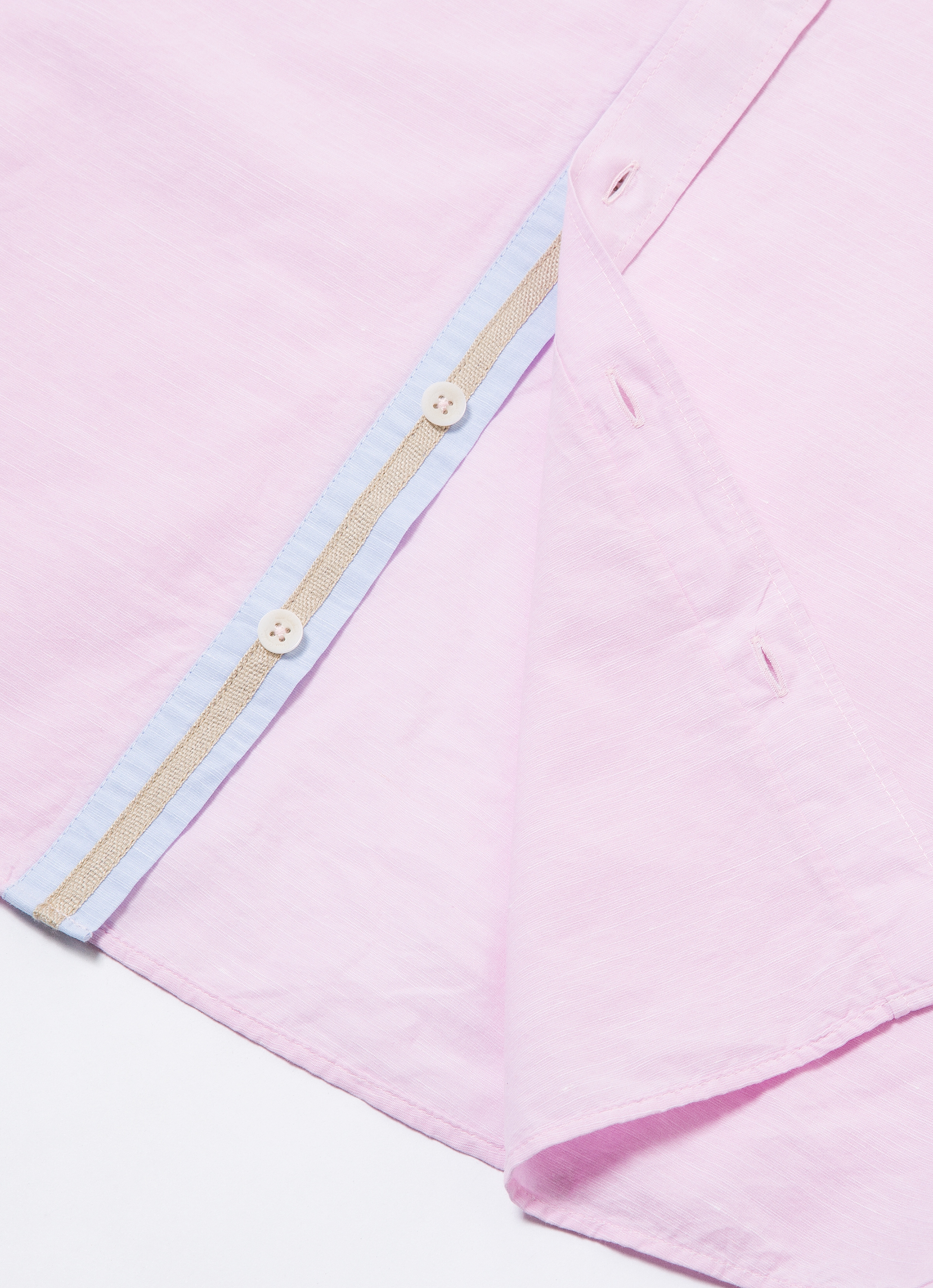 Pembe Slim Fit Kısa Kollu Gömlek - Image 4
