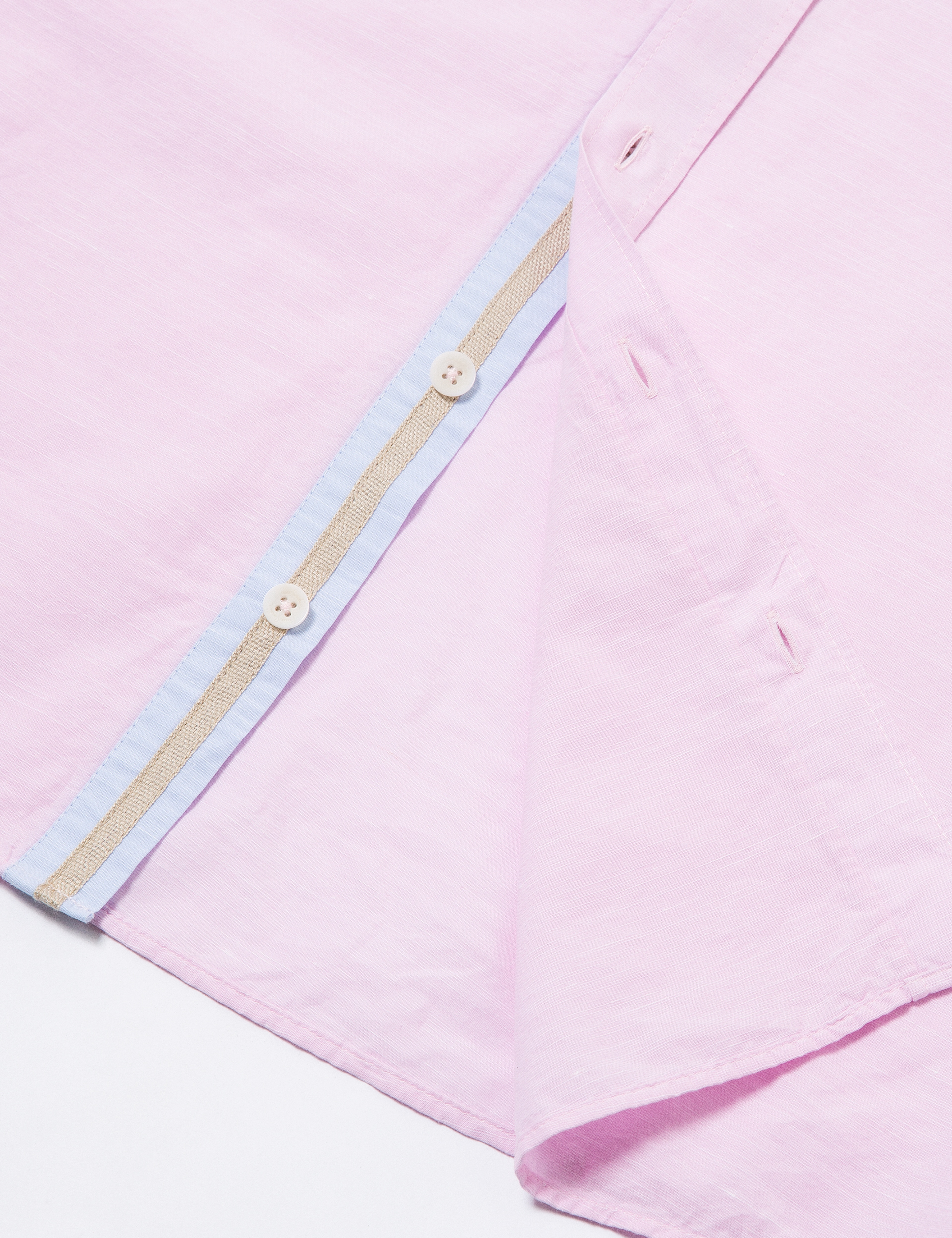 Pembe Slim Fit Kısa Kollu Gömlek