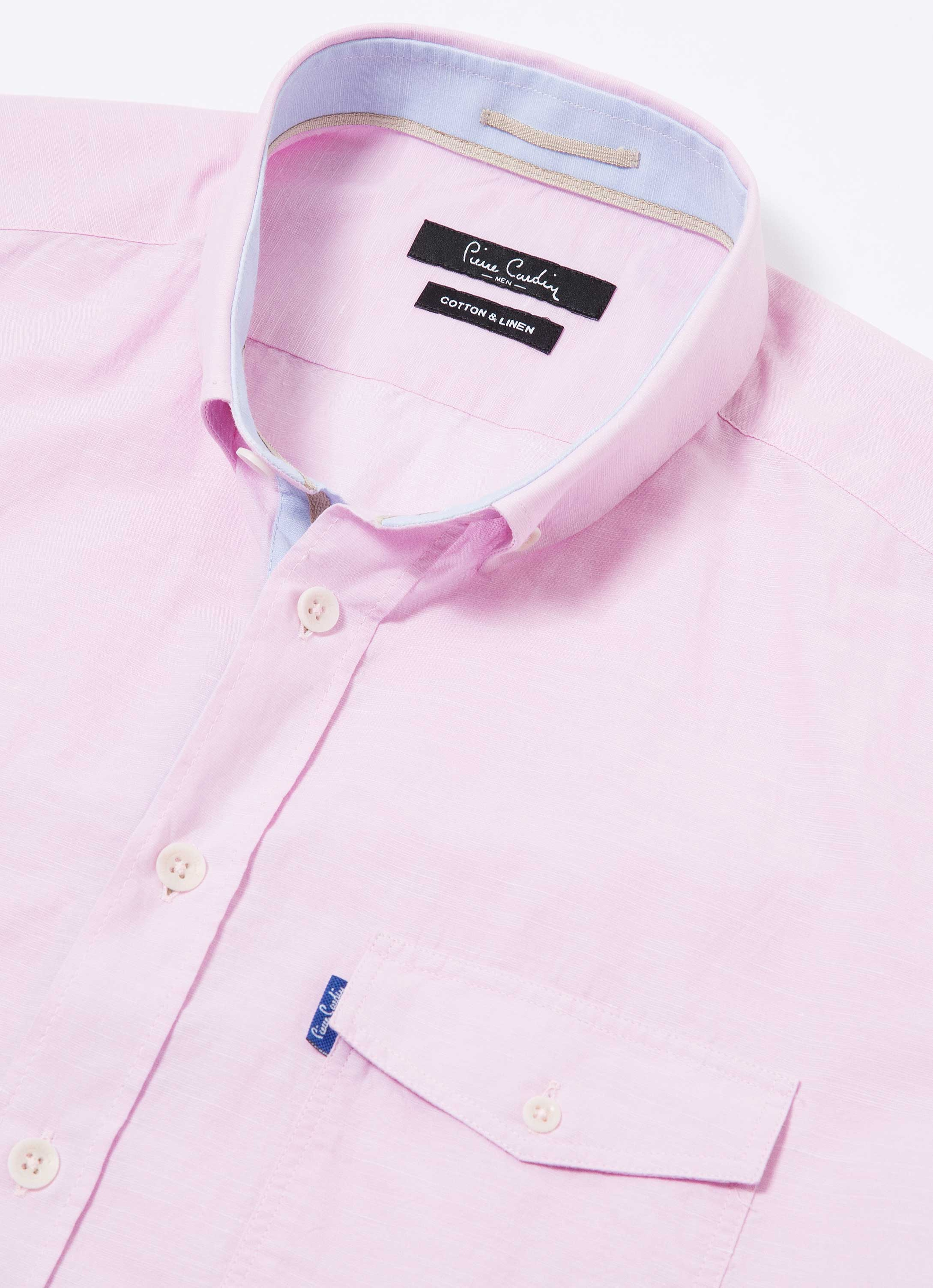 Pembe Slim Fit Kısa Kollu Gömlek - Image 3