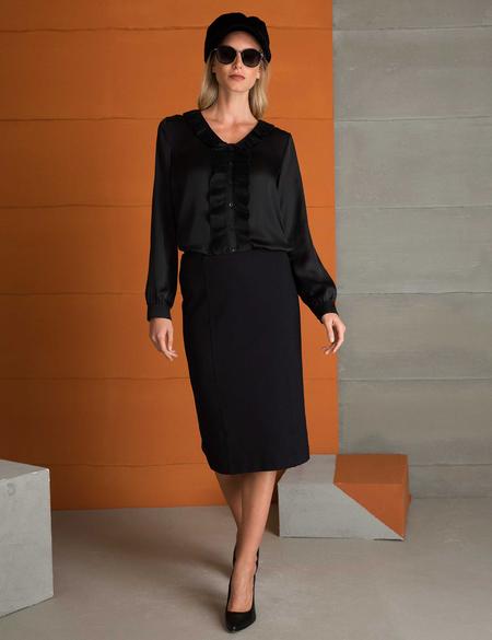 Siyah Regular Fit Bluz - 50197223026