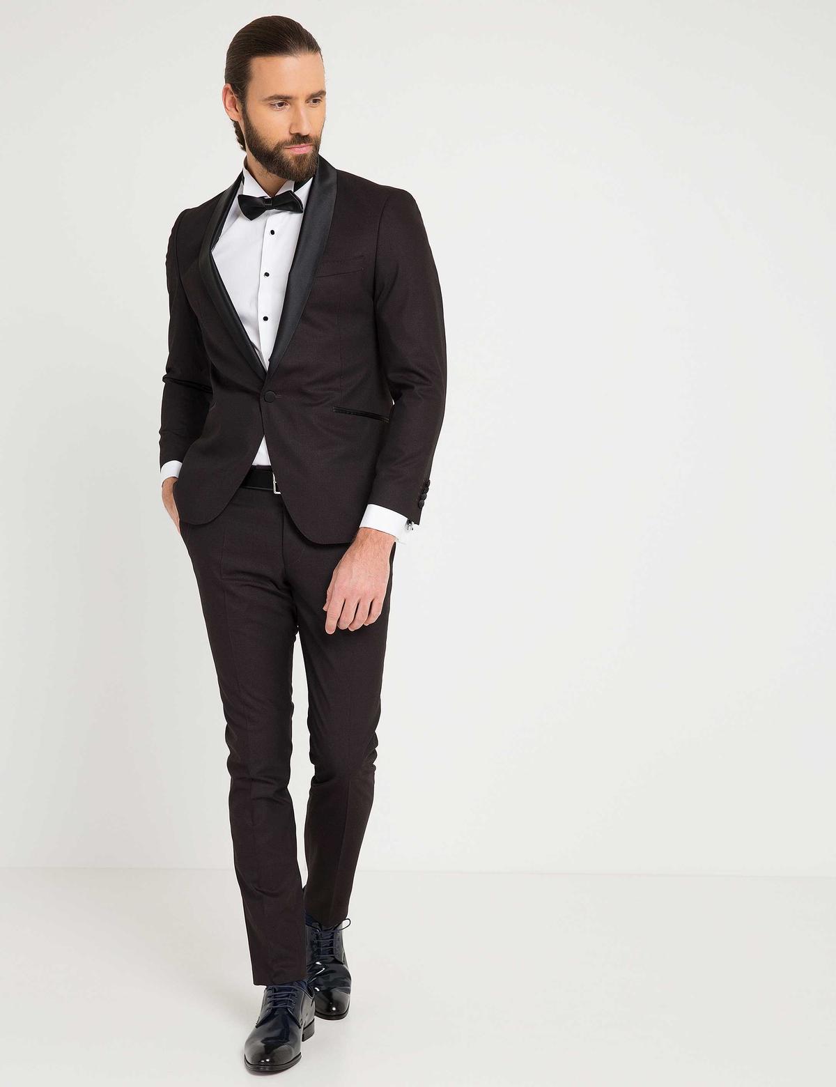 Bordo Damatlık Smokin - 50177947107