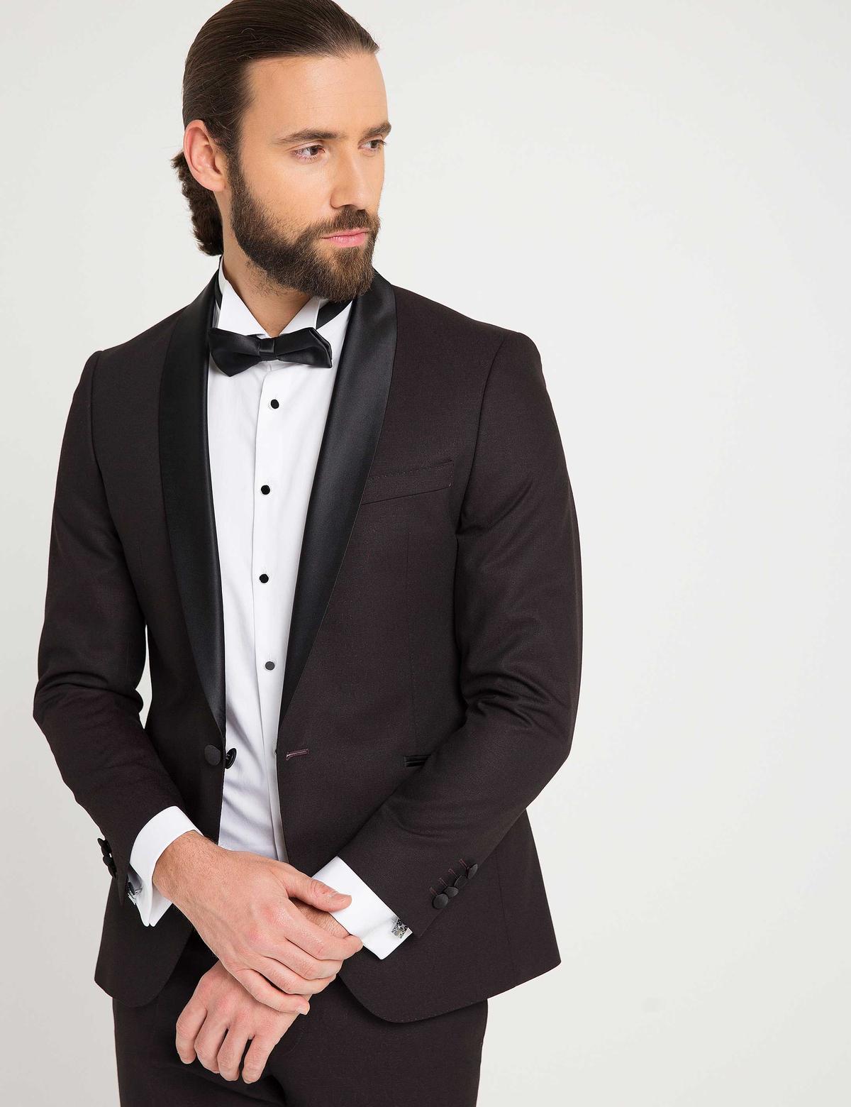 Bordo Damatlık Smokin