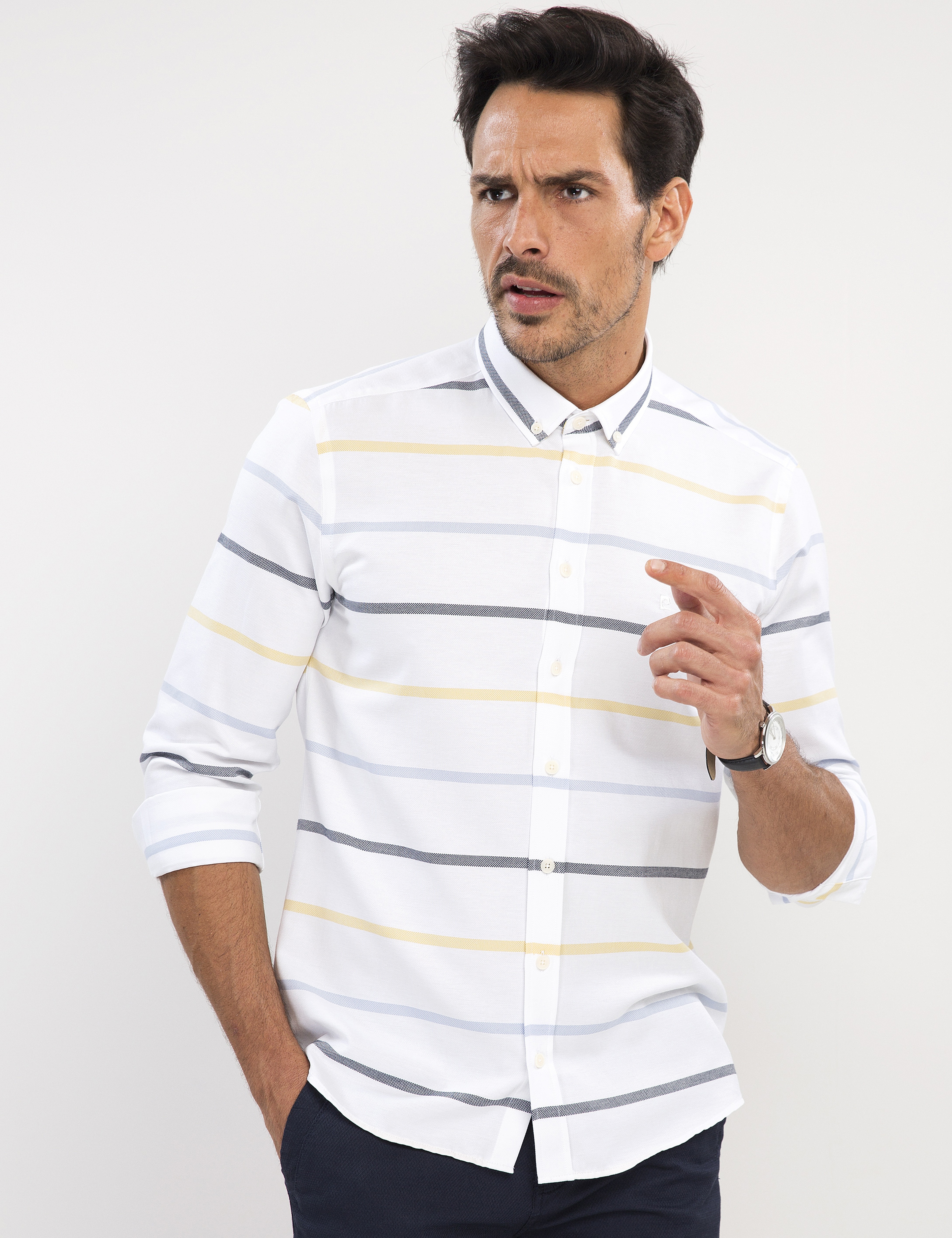 Sarı Slim Fit Gömlek - Image 3