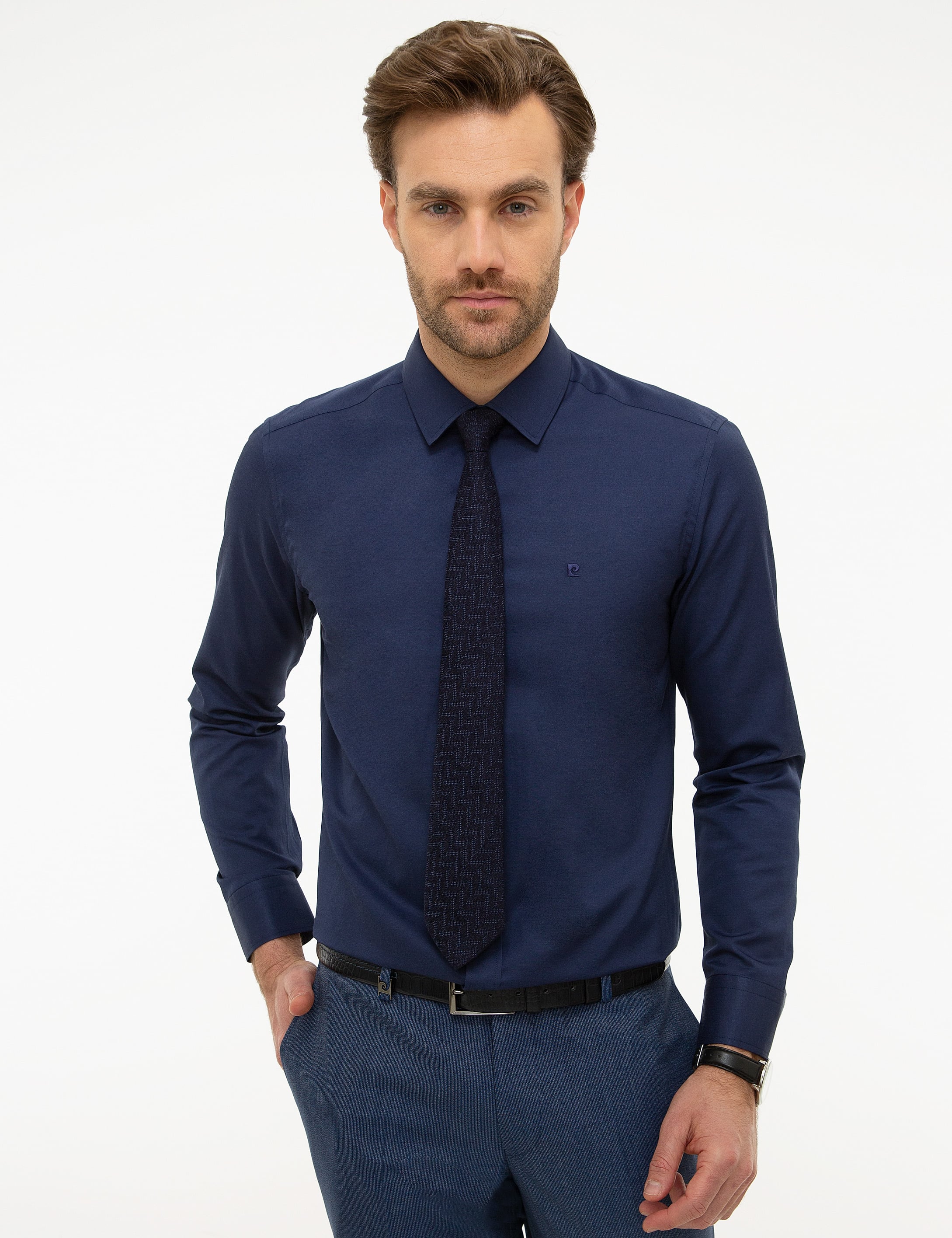 Lacivert Slim Fit Basic Gömlek