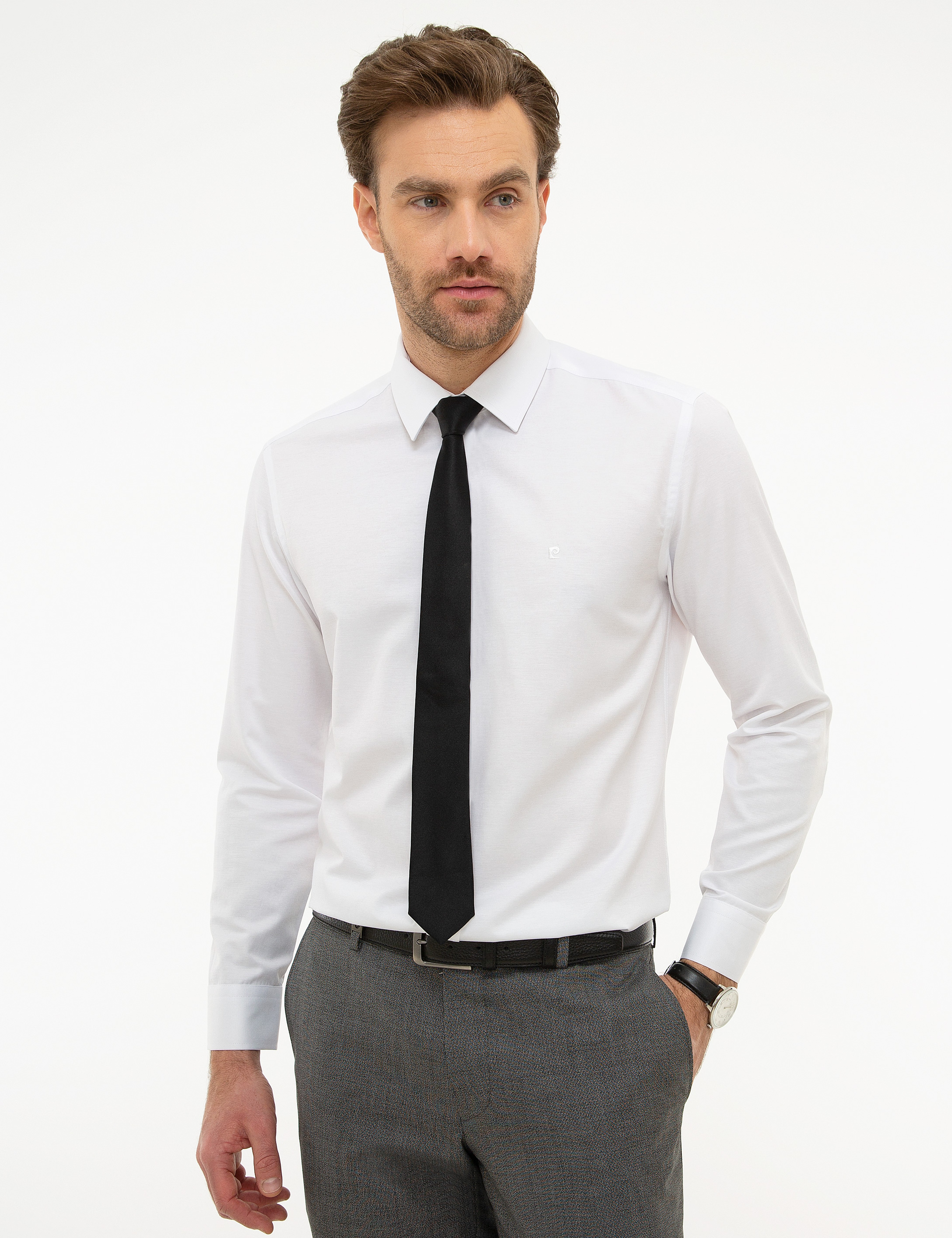 Beyaz Regular Fit Basic Gömlek - Image 2