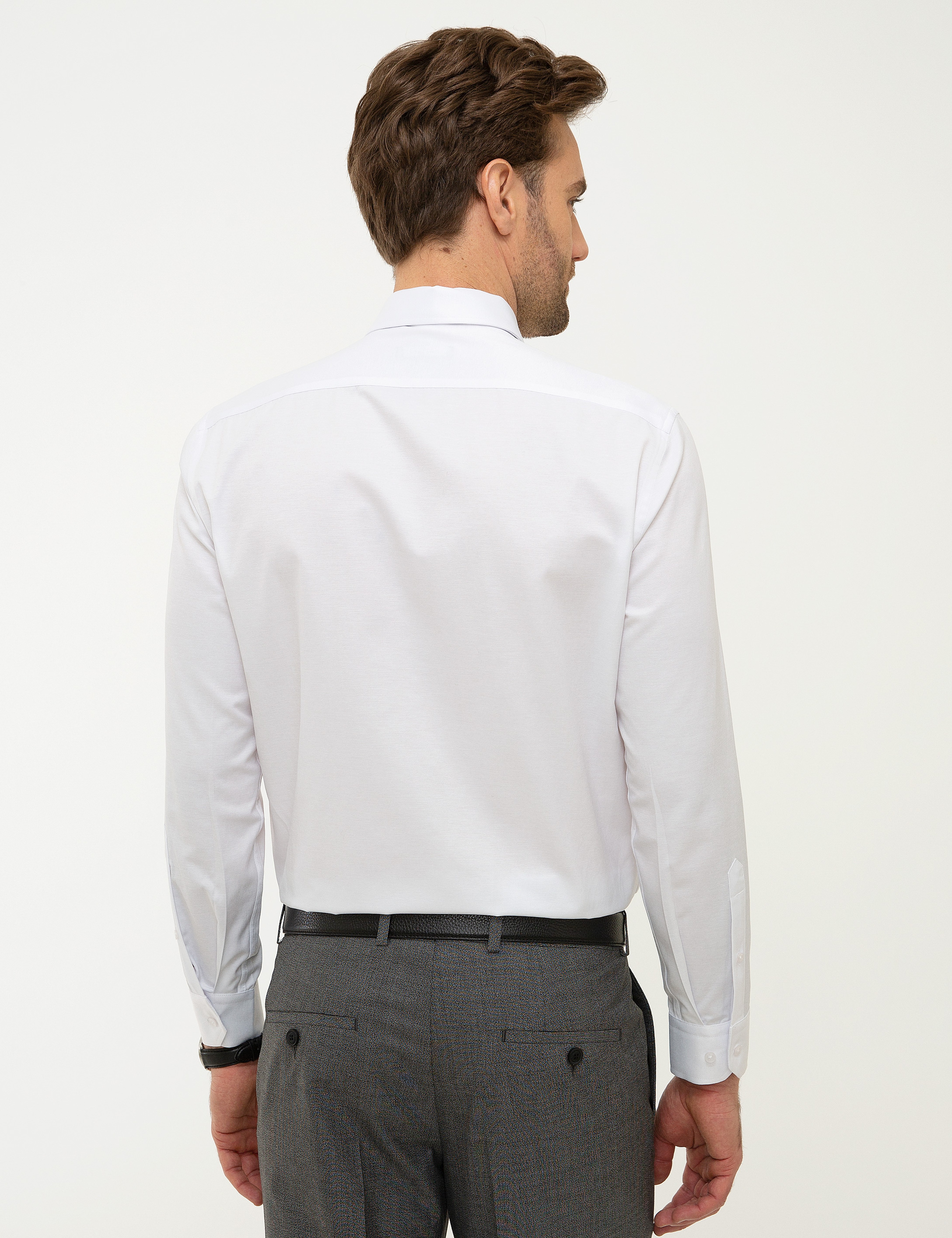 Beyaz Regular Fit Basic Gömlek - Image 3