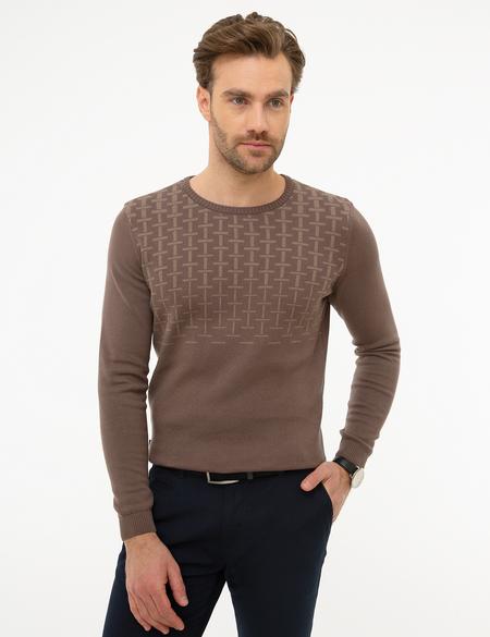 Kahverengi Slim Fit Triko Kazak - 50226519011