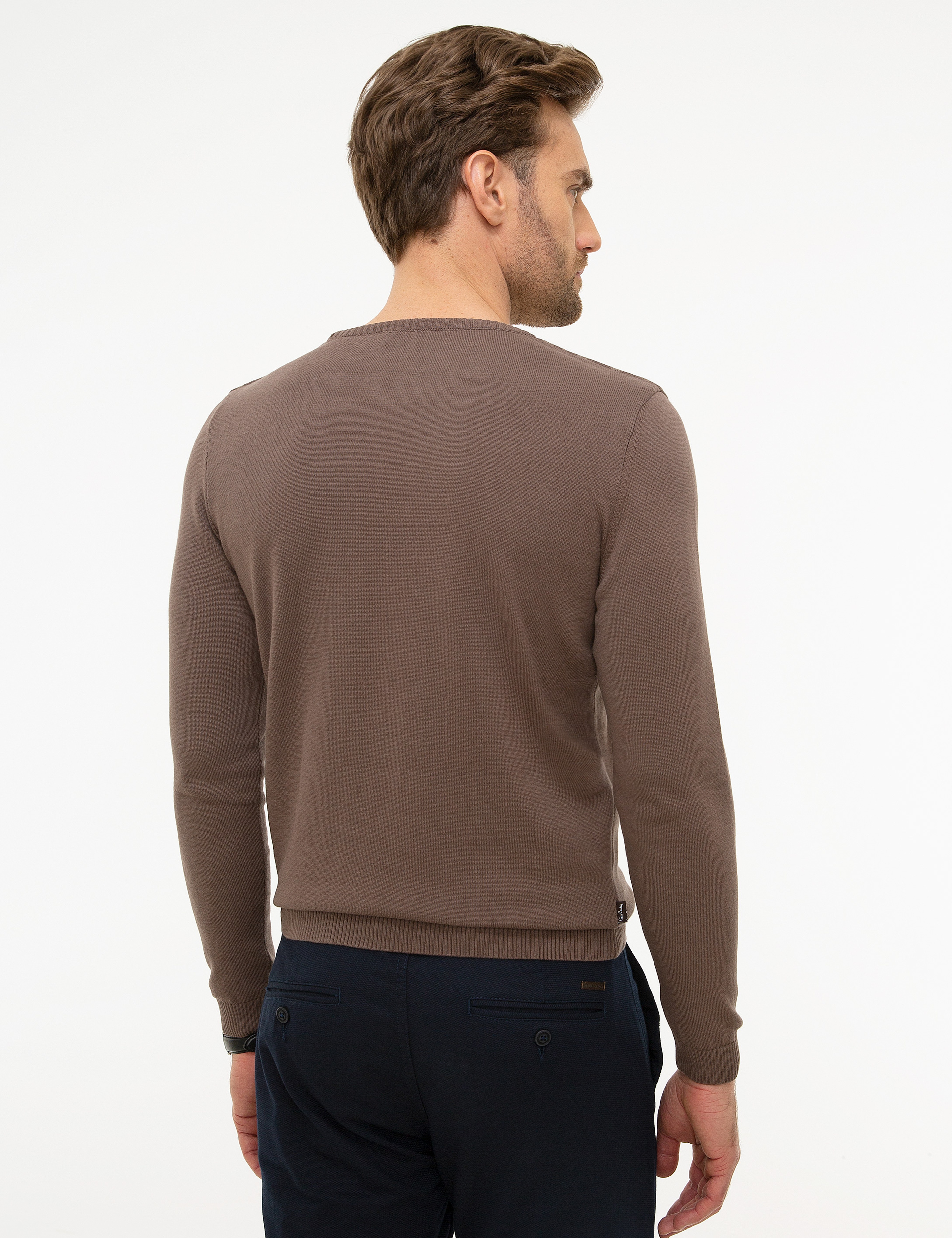 Kahverengi Slim Fit Triko Kazak