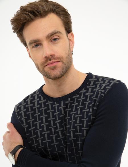 Koyu Lacivert Slim Fit Triko Kazak - 50226519029