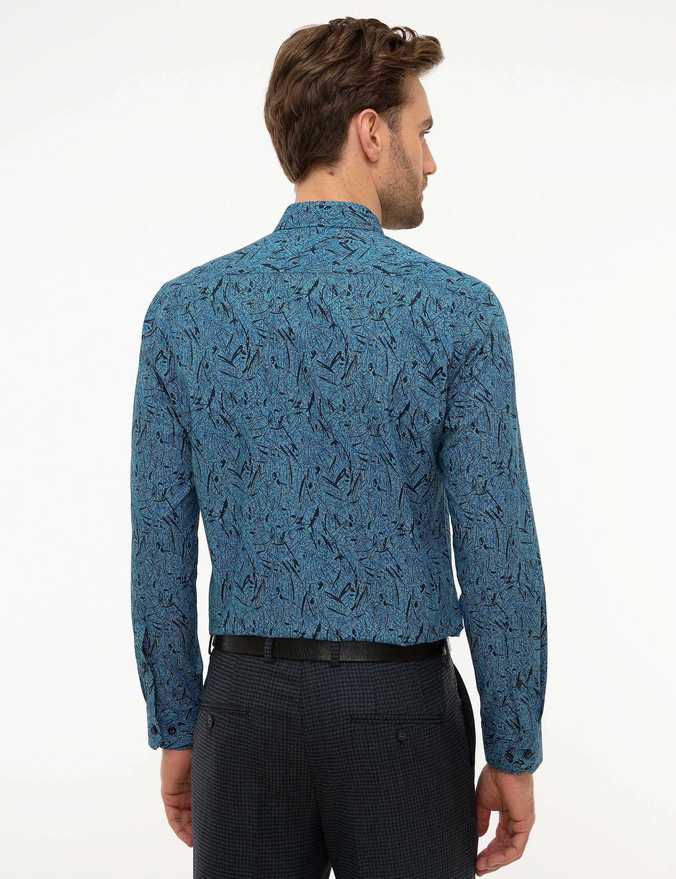 Mavi Slim Fit Gömlek - Image 3