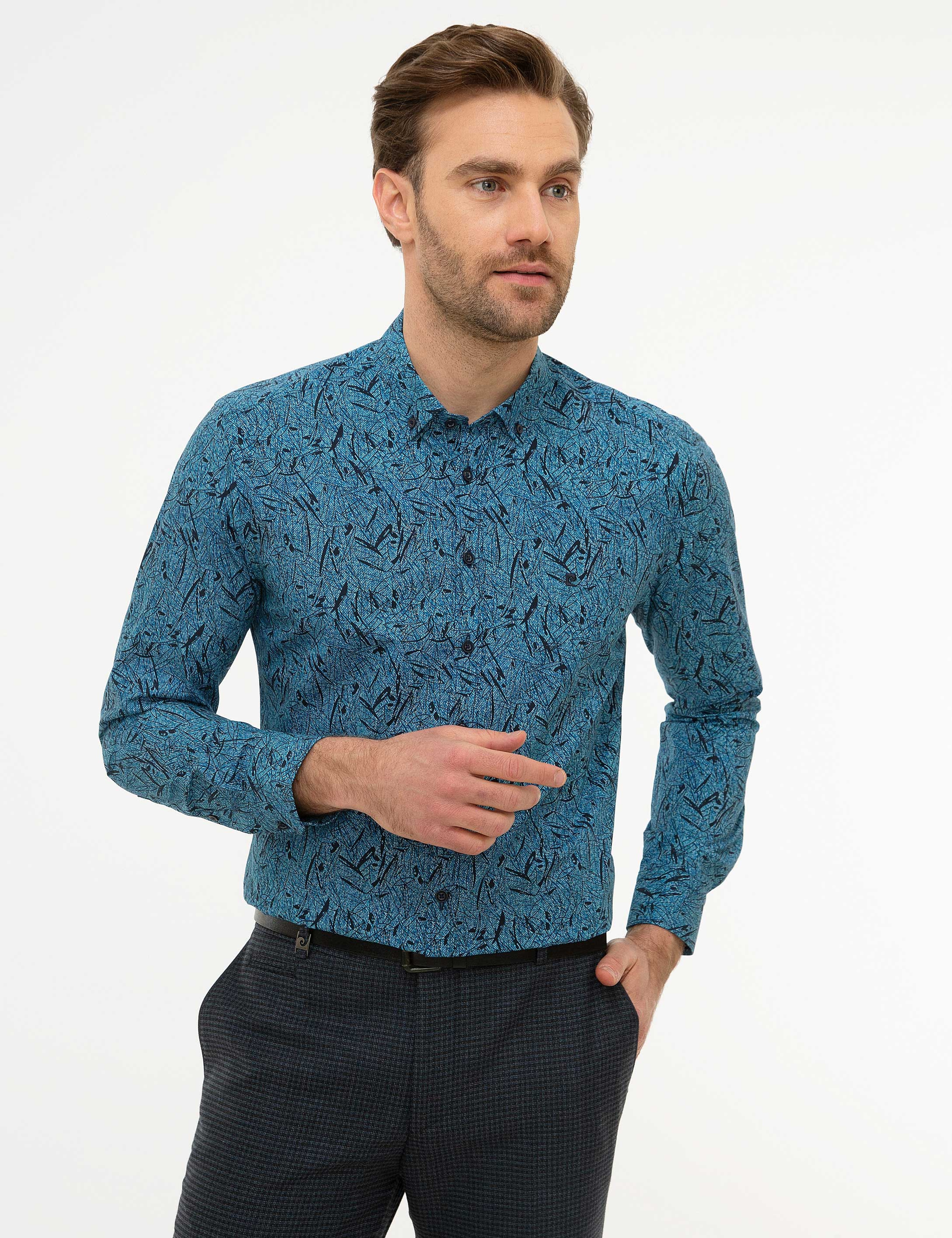 Mavi Slim Fit Gömlek - Image 1