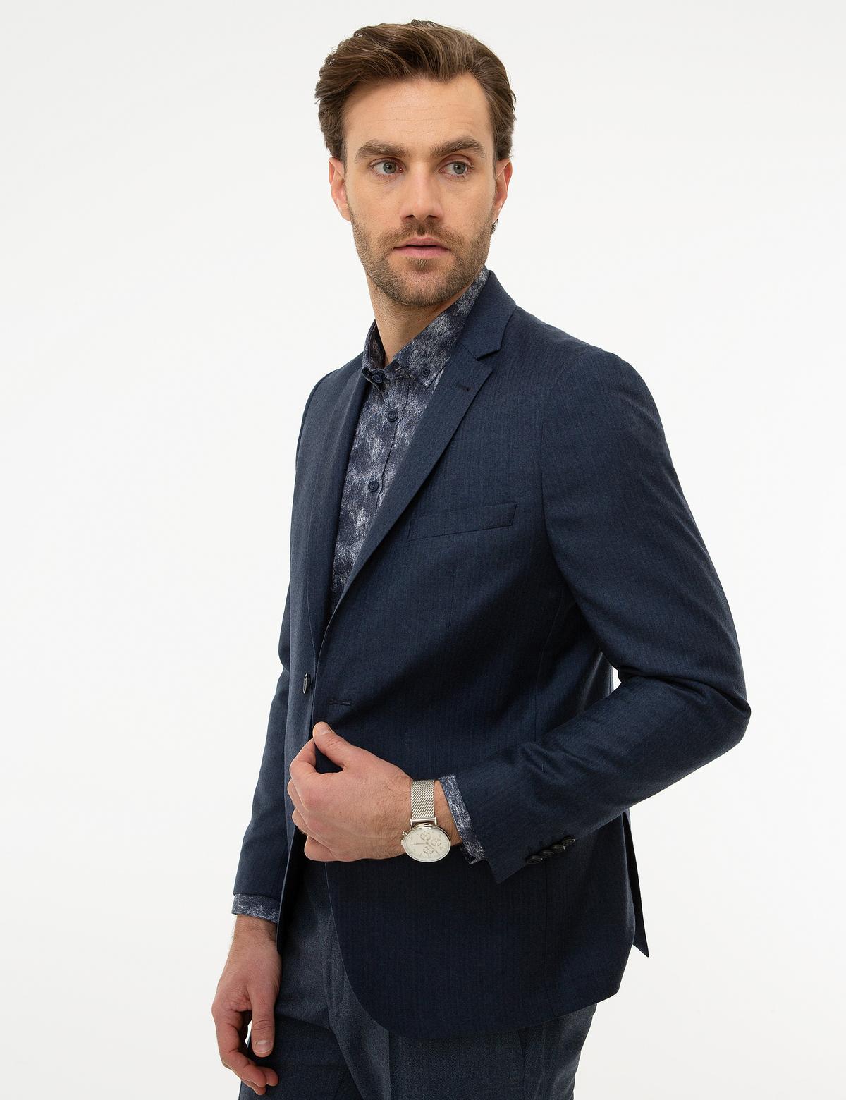 Lacivert Ex. Slim Fit Ceket - 50225493014