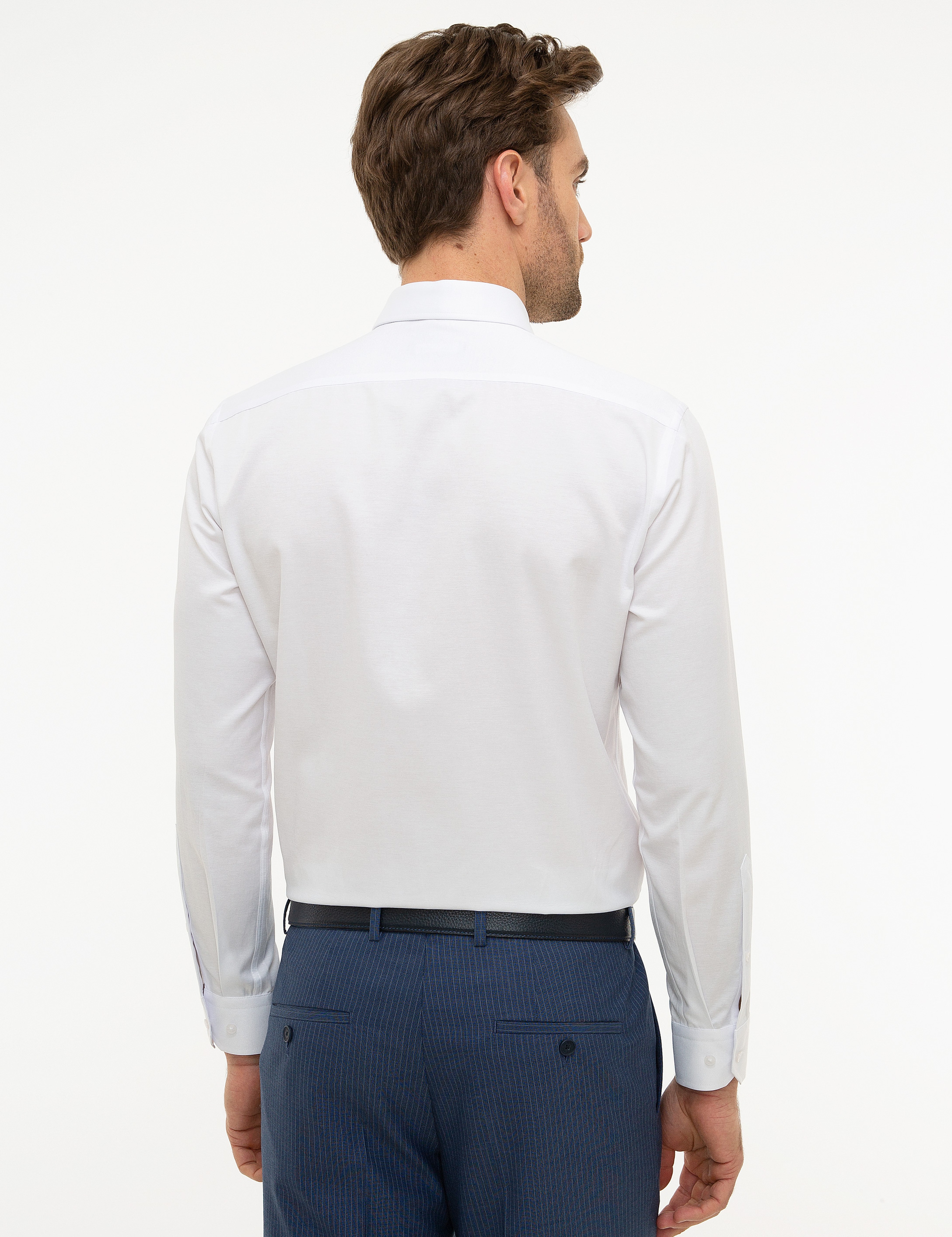 Beyaz Slim Fit Basic Gömlek - Image 3