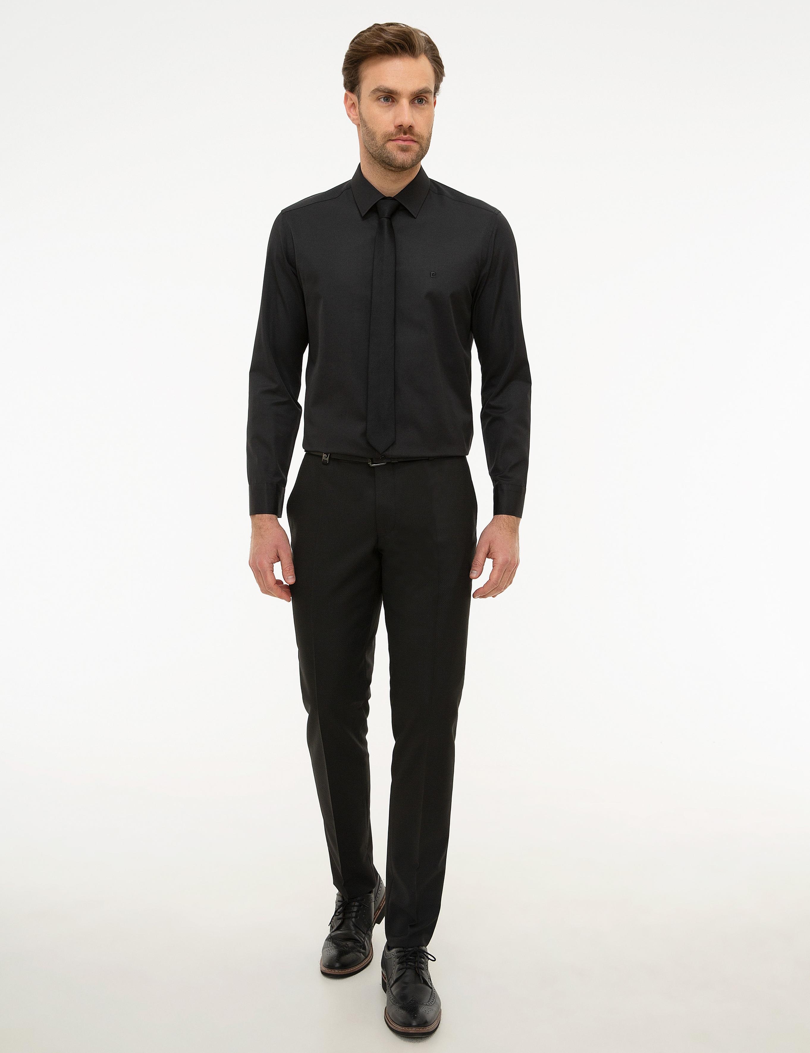 Siyah Regular Fit Uzun Kollu Basic Gömlek