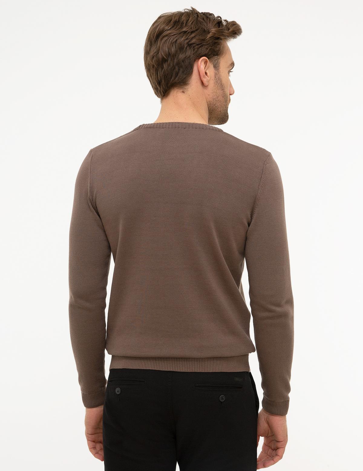 Kahverengi Slim Fit Triko Kazak - 50226667016