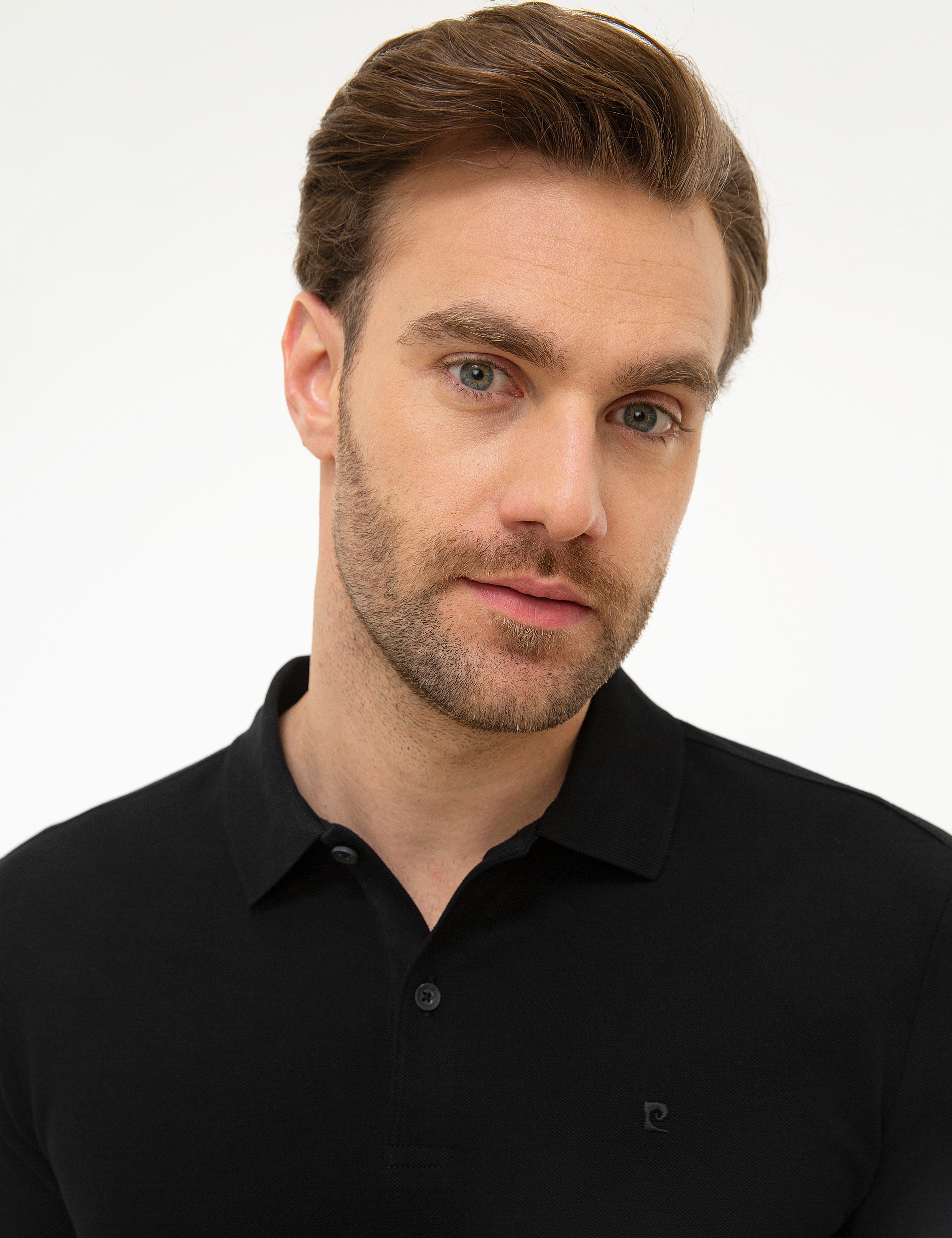 Siyah Slim Fit Polo Yaka Sweatshirt - Image 6
