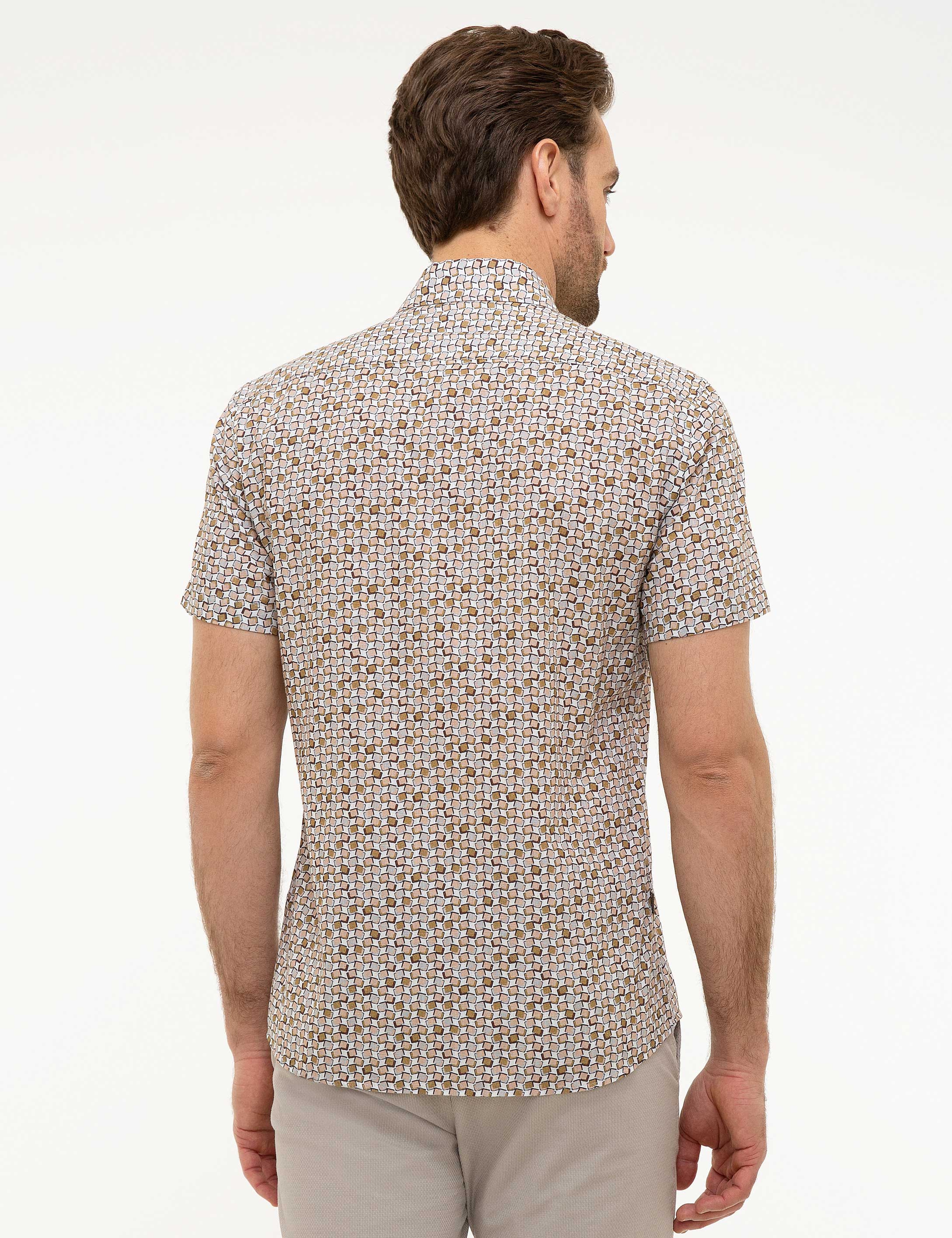 Haki Slim Fit Kısa Kollu Gömlek - Image 3