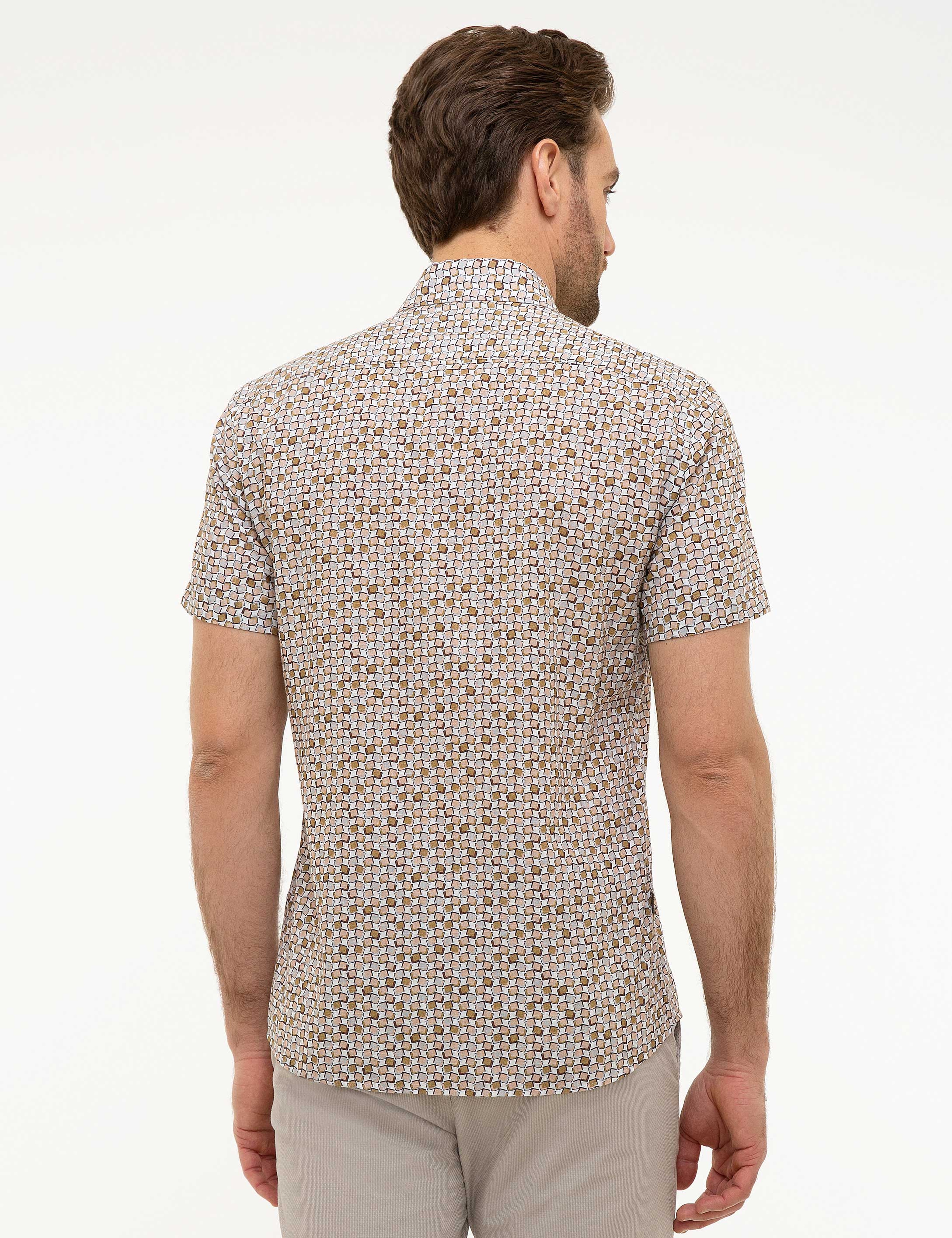 Haki Slim Fit Kısa Kollu Gömlek