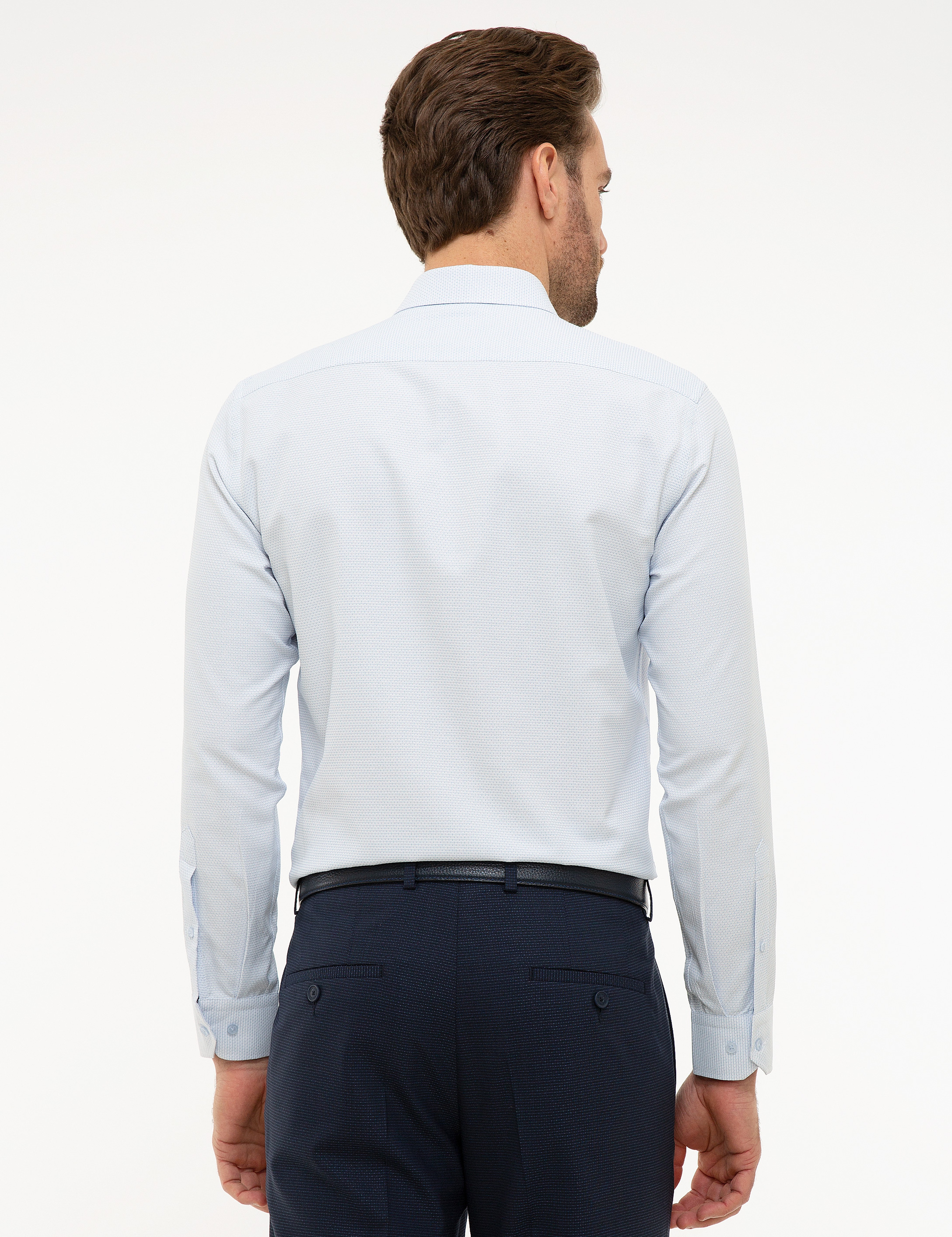Açık Mavi Slim Fit Uzun Kollu Gömlek - Image 3