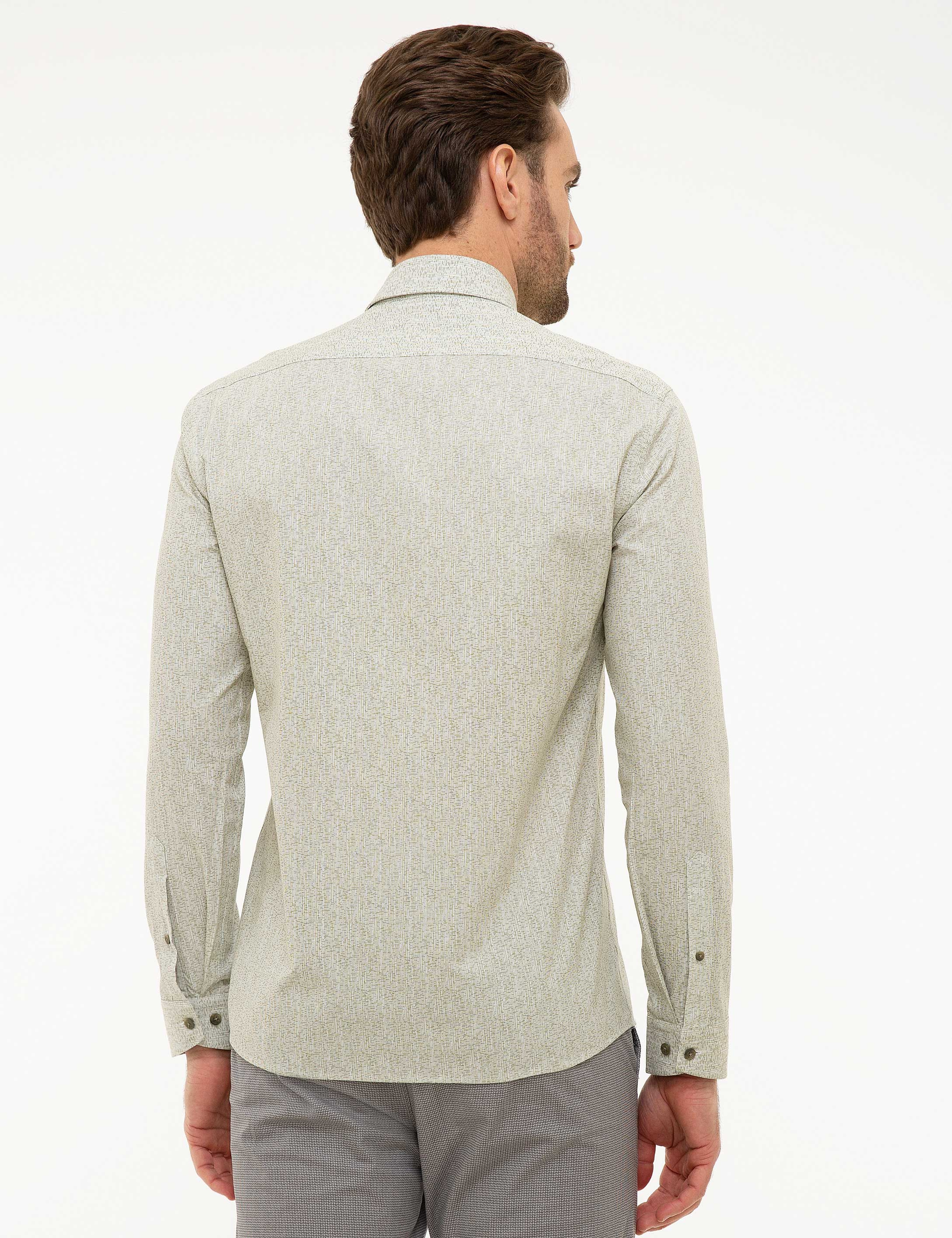 Haki Slim Fit Gömlek - Image 3