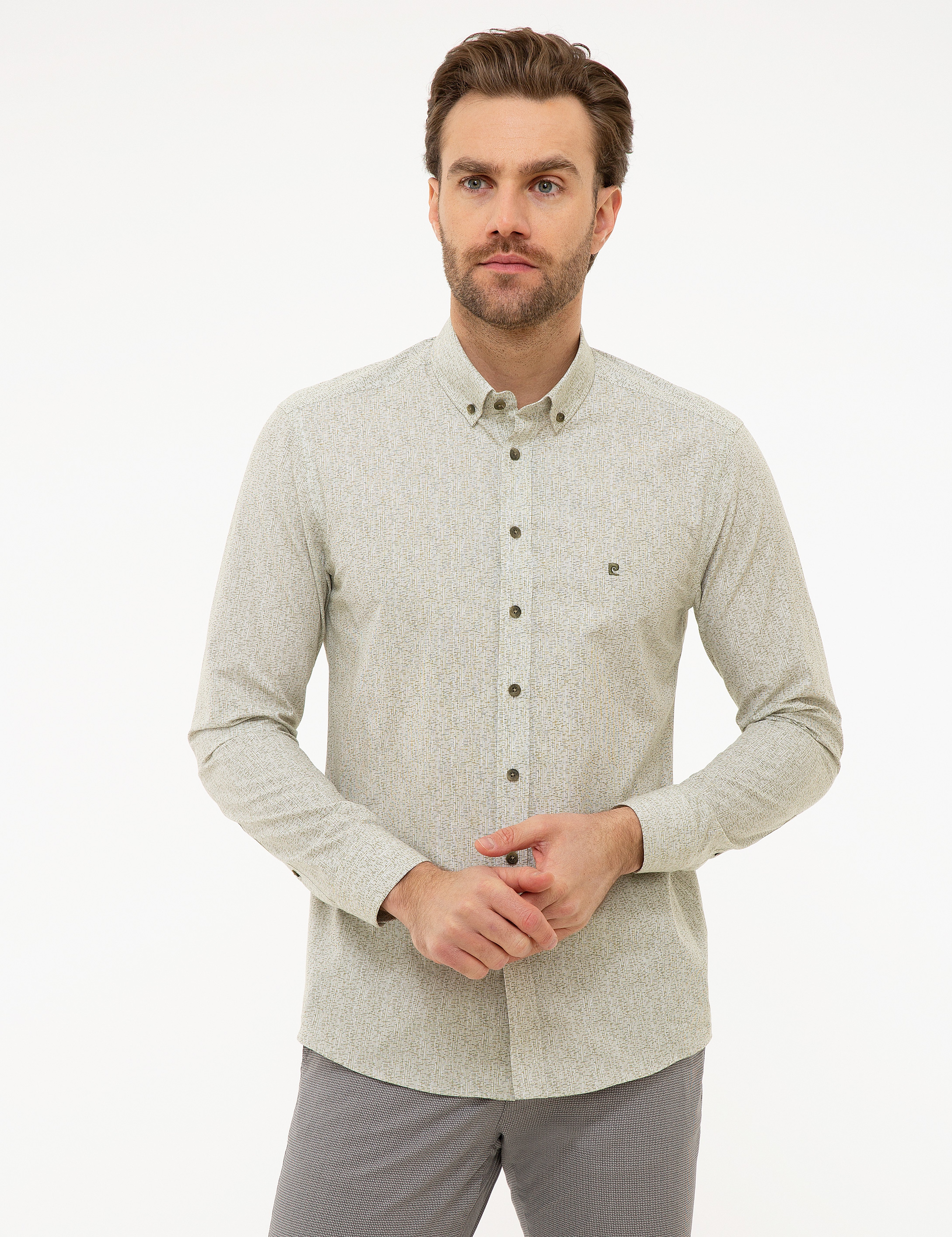Haki Slim Fit Gömlek - Image 2
