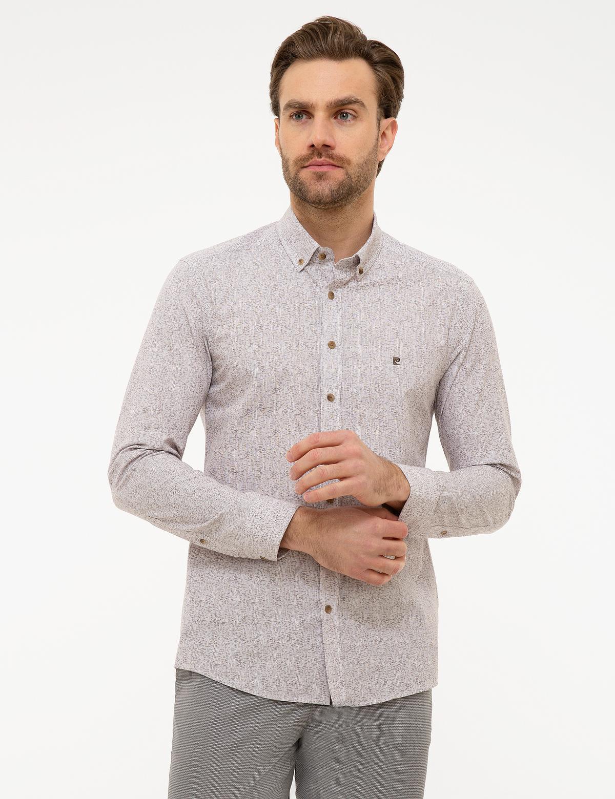 Kahverengi Slim Fit Uzun Kollu Gömlek - 50221426016