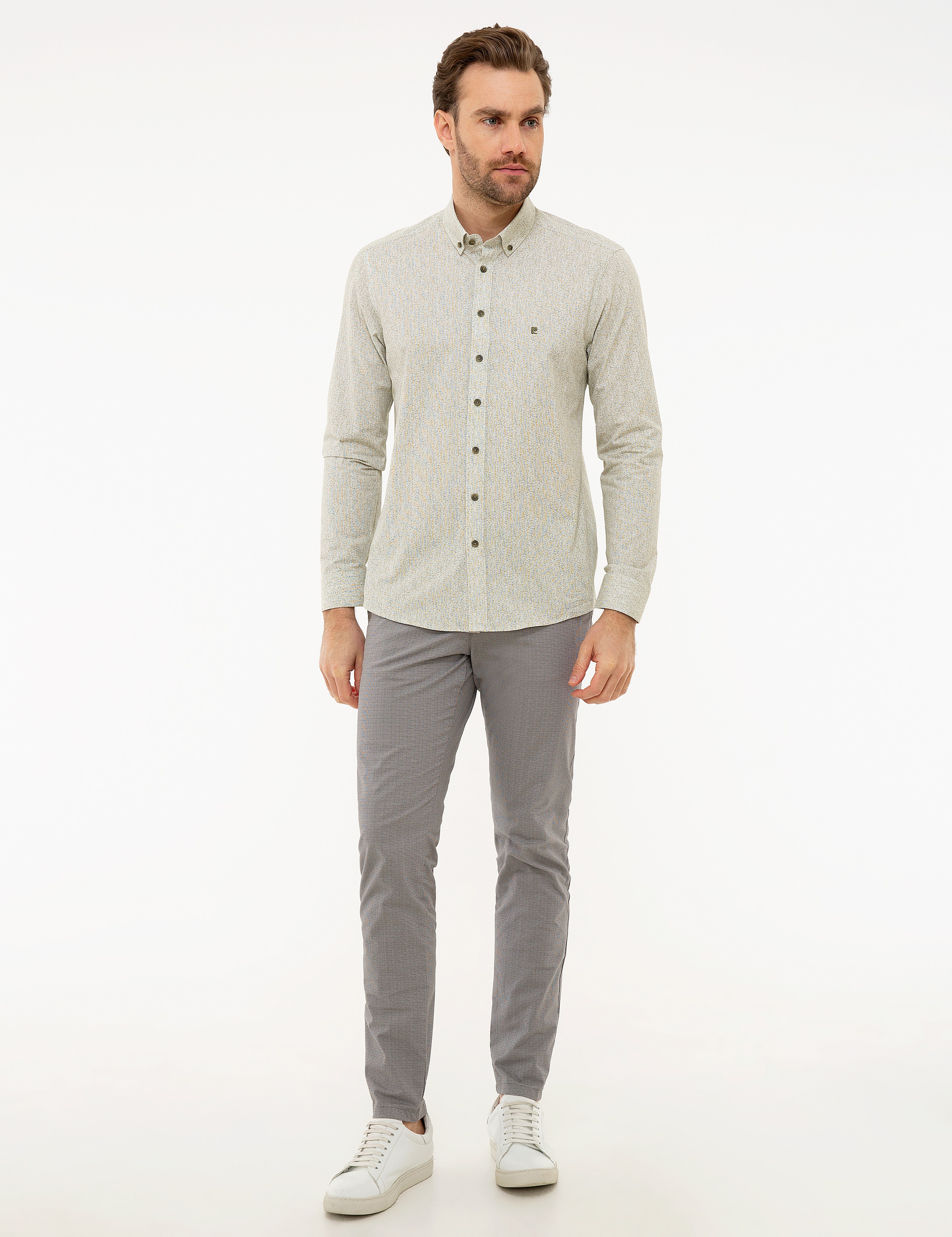 Haki Slim Fit Gömlek - Image 4