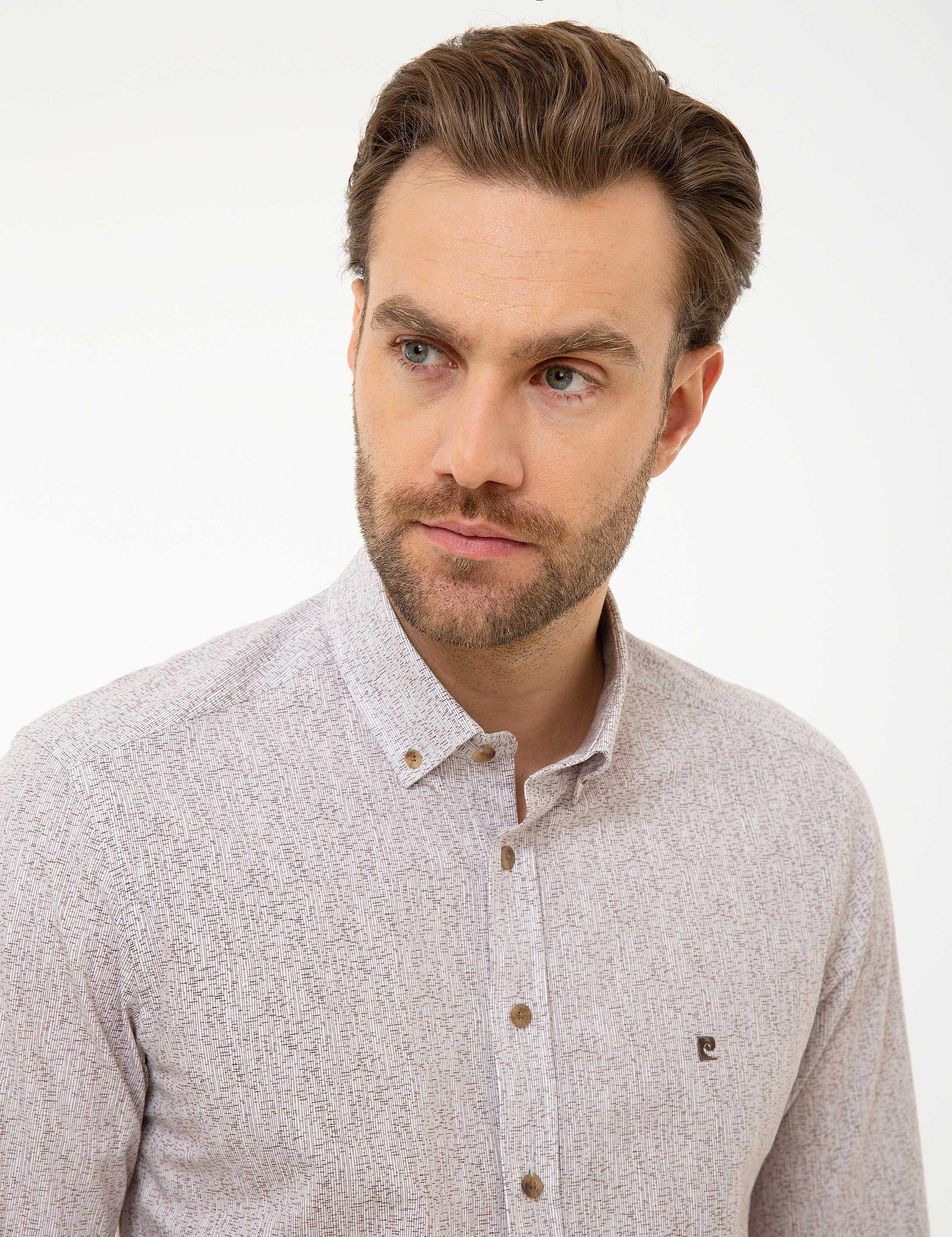 Kahverengi Slim Fit Uzun Kollu Gömlek