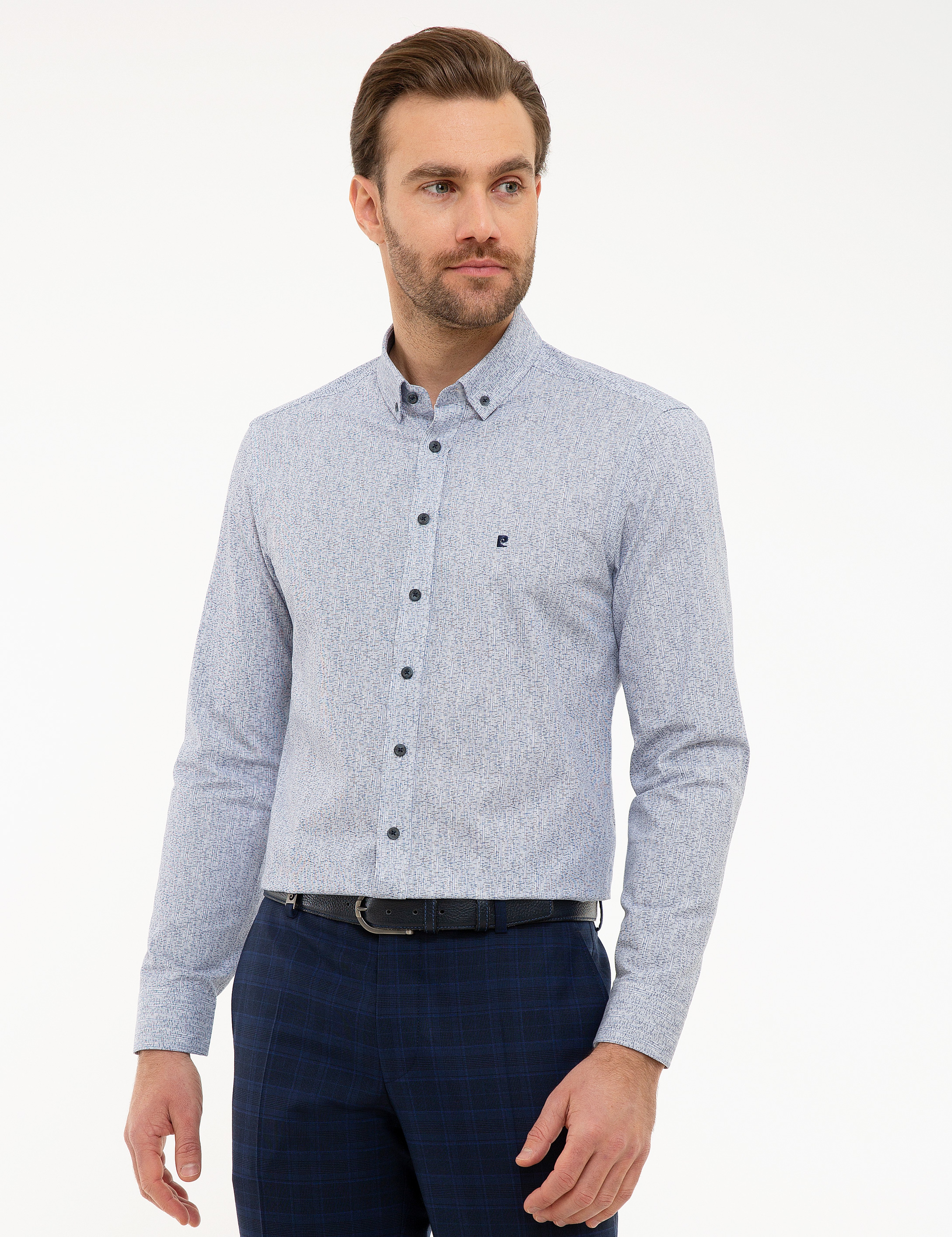 Lacivert Slim Fit Uzun Kollu Gömlek - Image 2