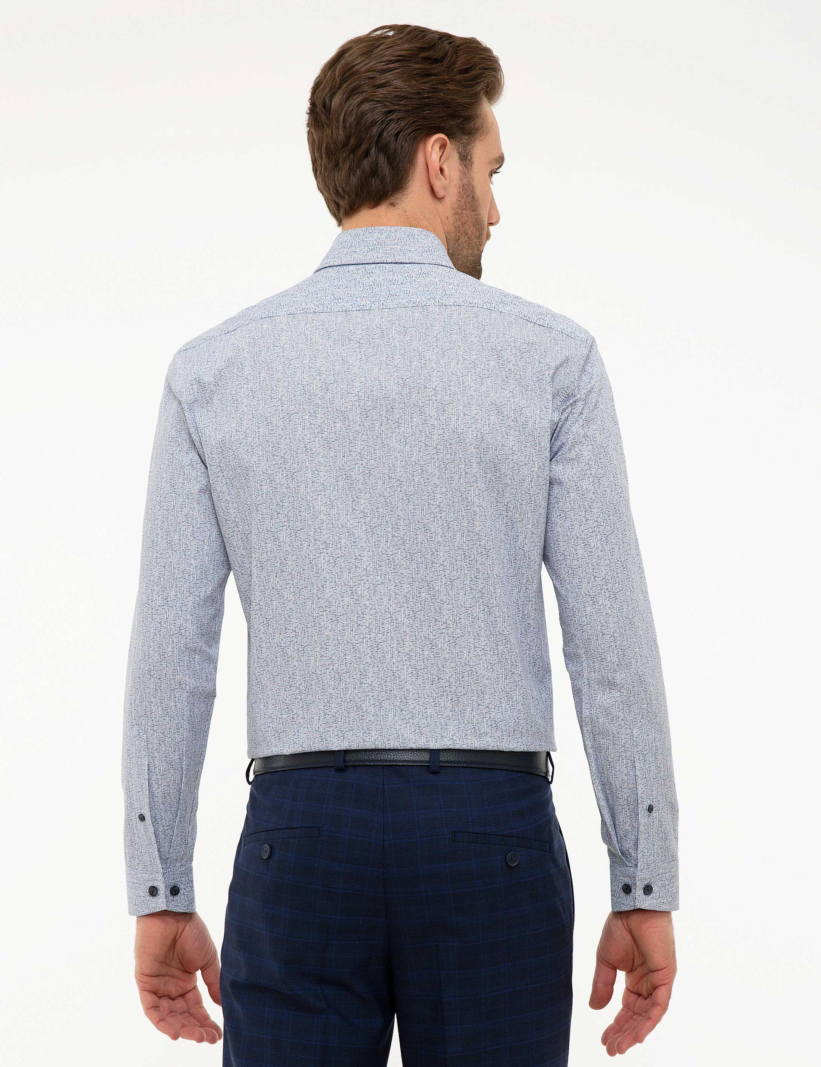 Lacivert Slim Fit Uzun Kollu Gömlek