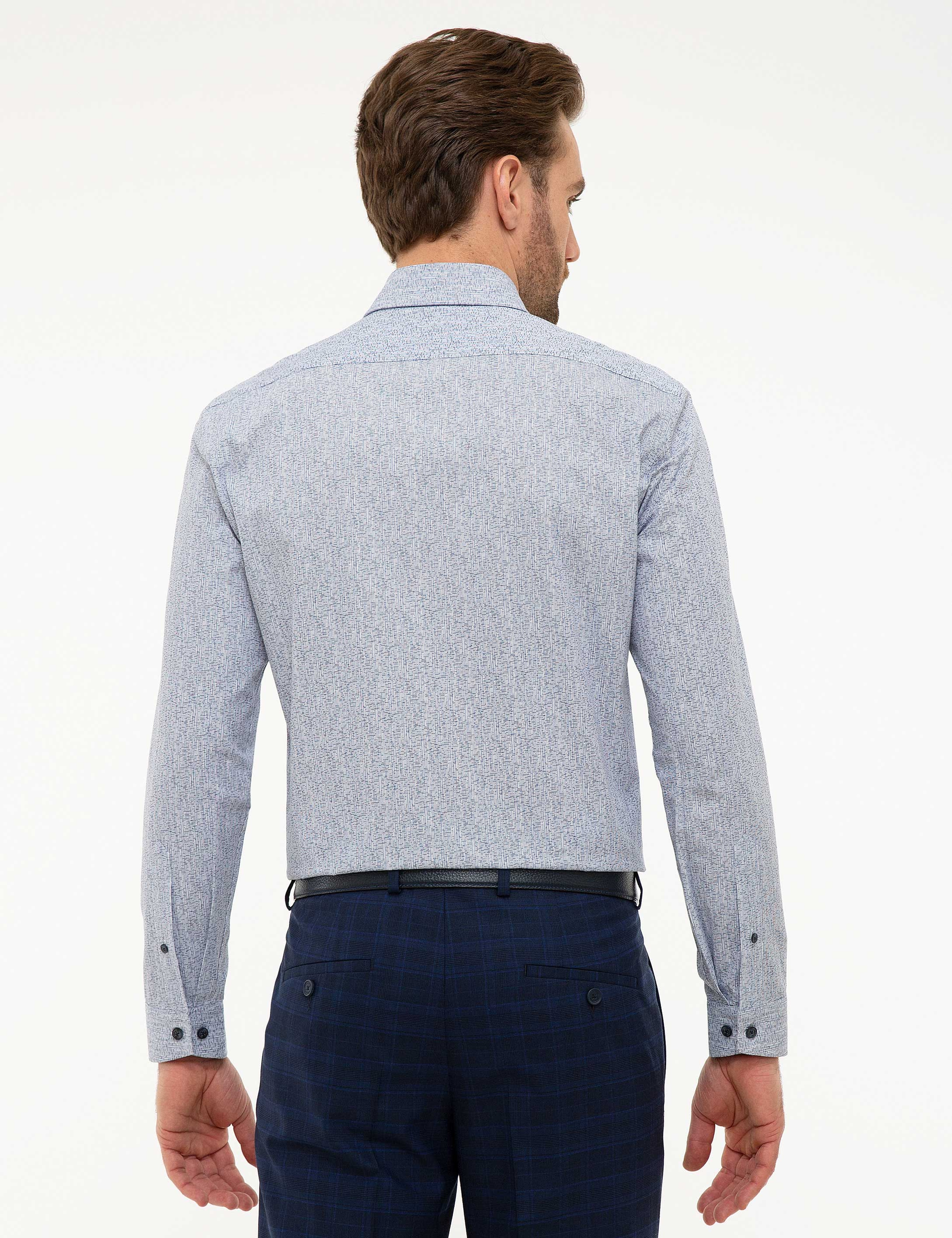 Lacivert Slim Fit Uzun Kollu Gömlek - Image 3