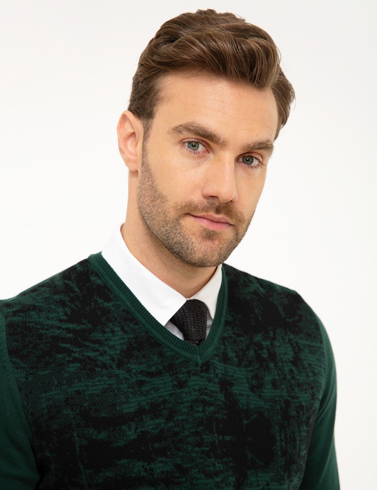 Yeşil Slim Fit Kazak - 50193409034