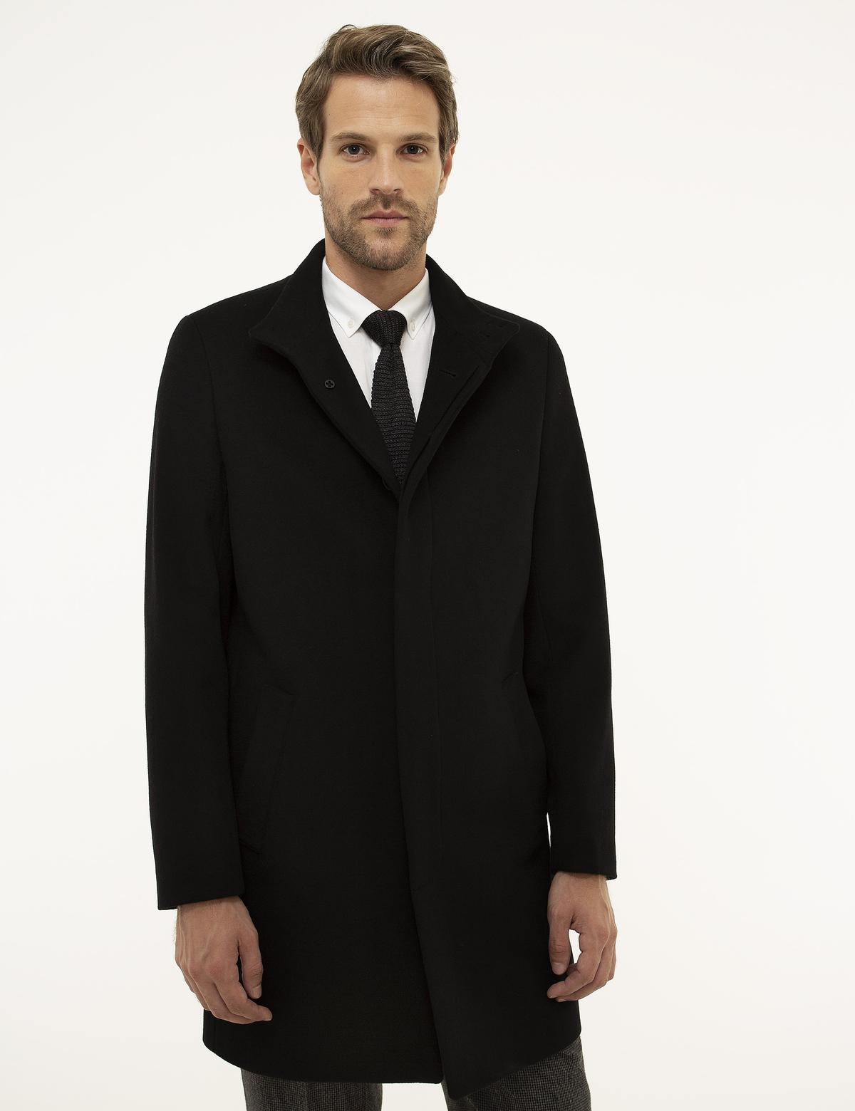 Siyah Slim Fit Palto