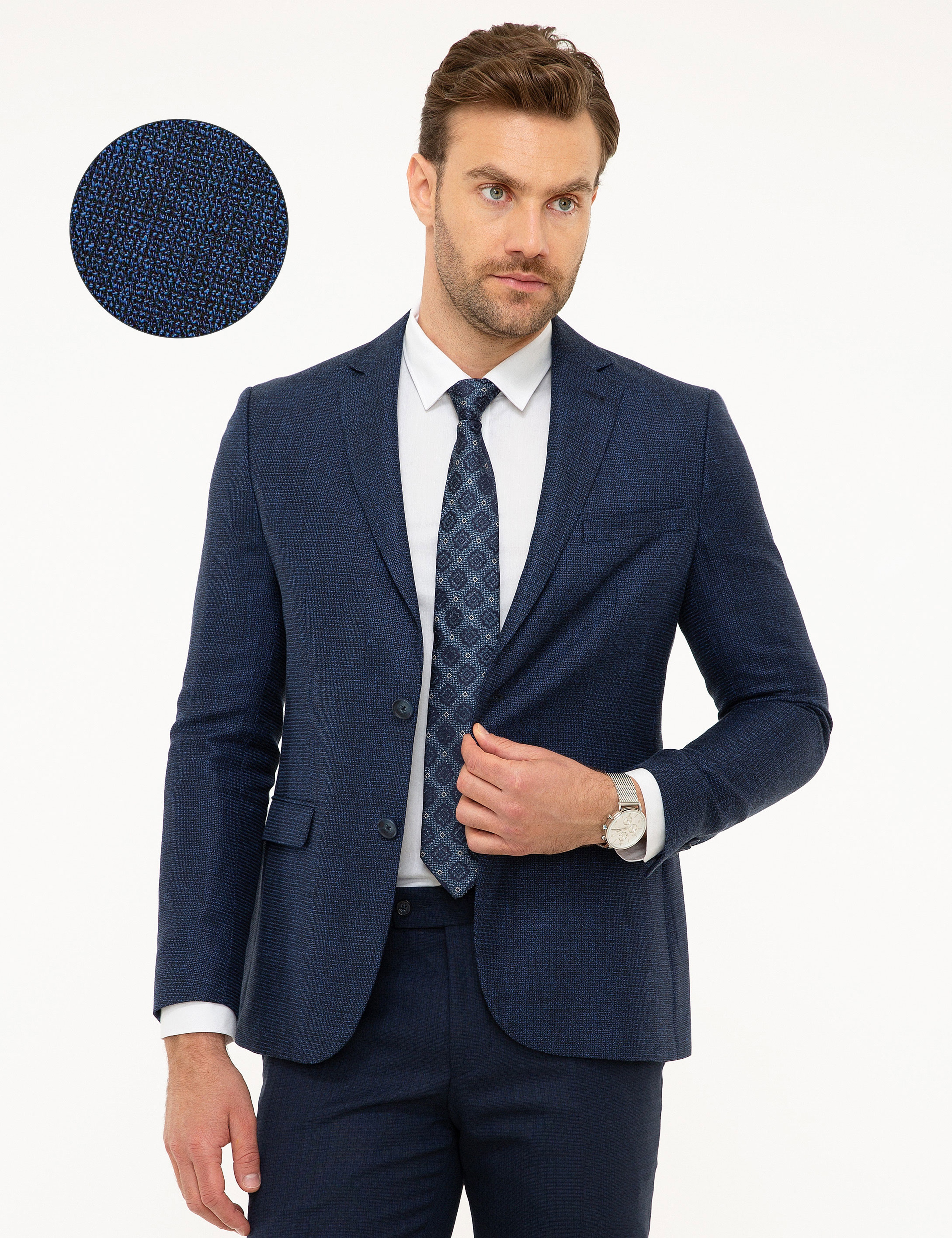 Lacivert Slim Fit Ceket - Image 1