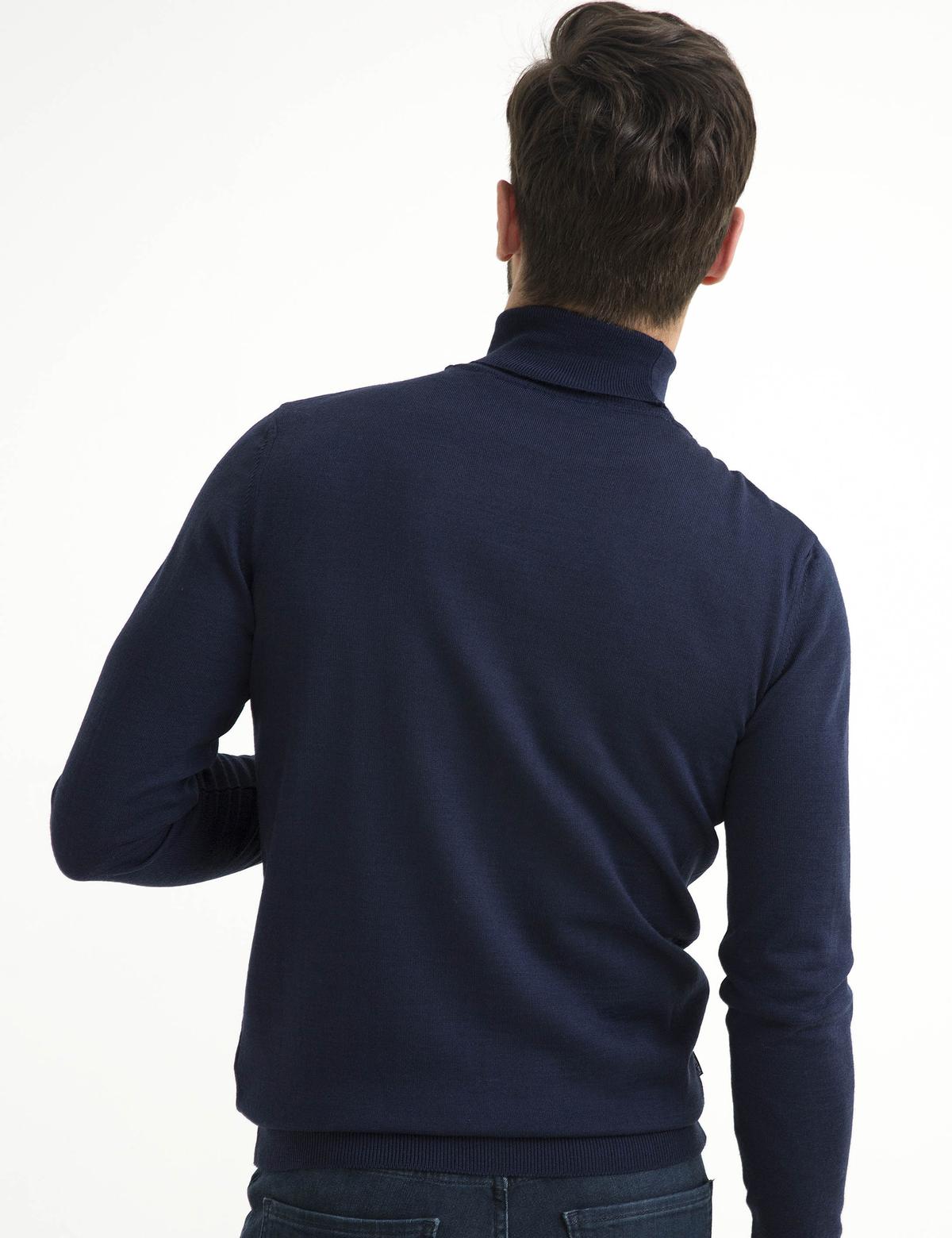 Lacivert Slim Fit Basic Triko Kazak - 50193443011