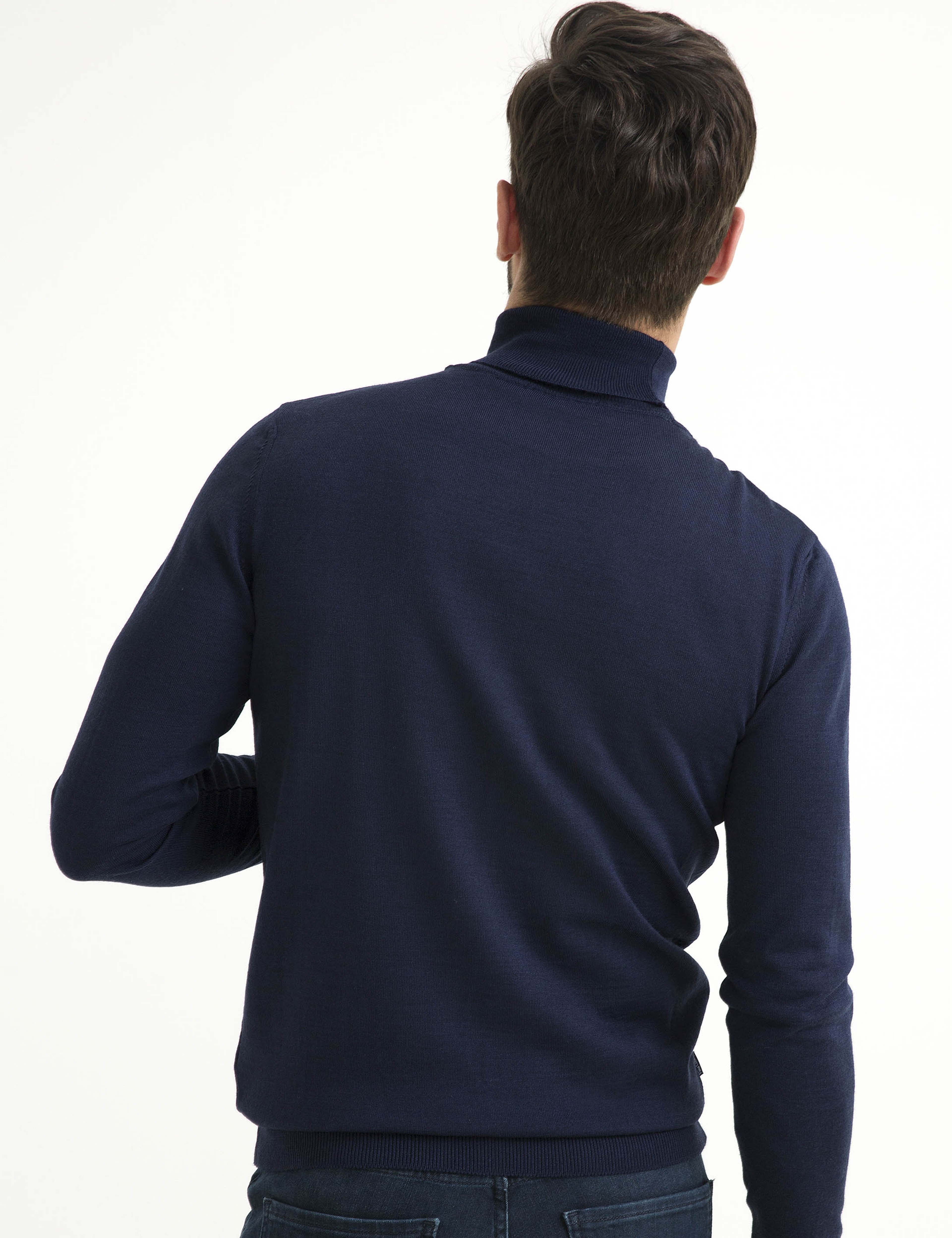 Lacivert Slim Fit Basic Triko Kazak