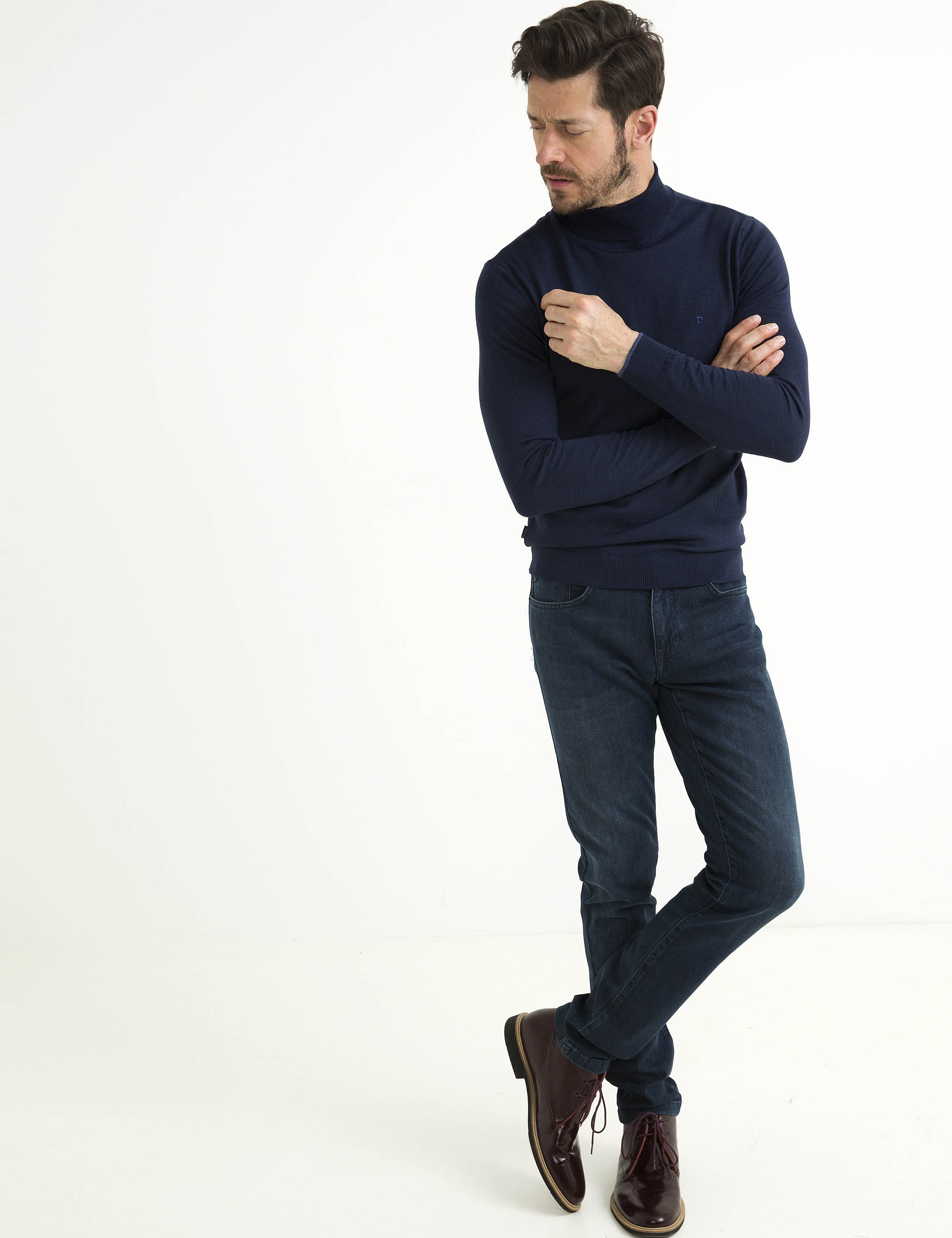 Lacivert Slim Fit Basic Triko Kazak