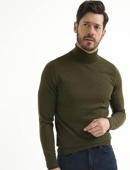 Haki Slim Fit Basic Triko Kazak - 50193443055