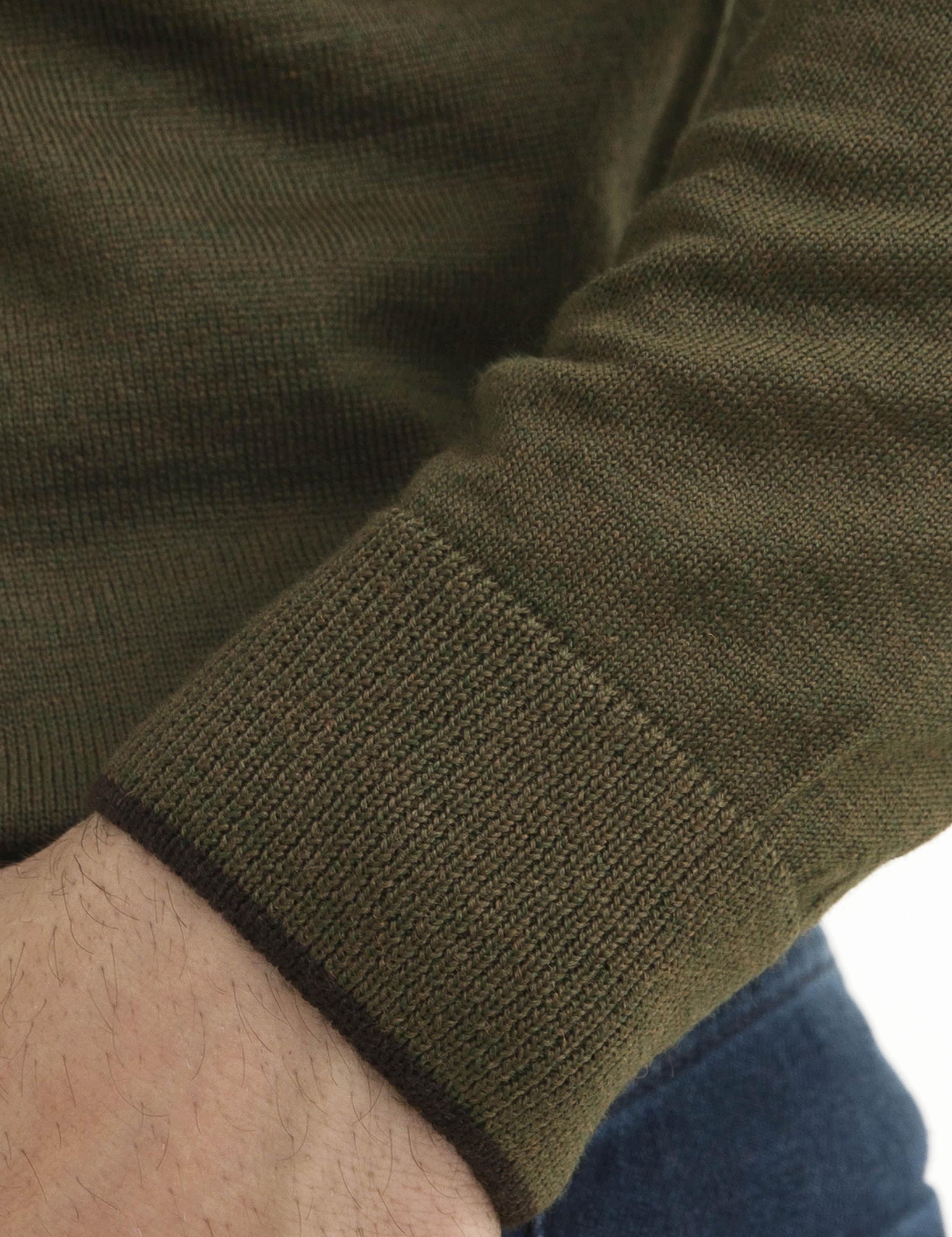 Haki Slim Fit Basic Triko Kazak