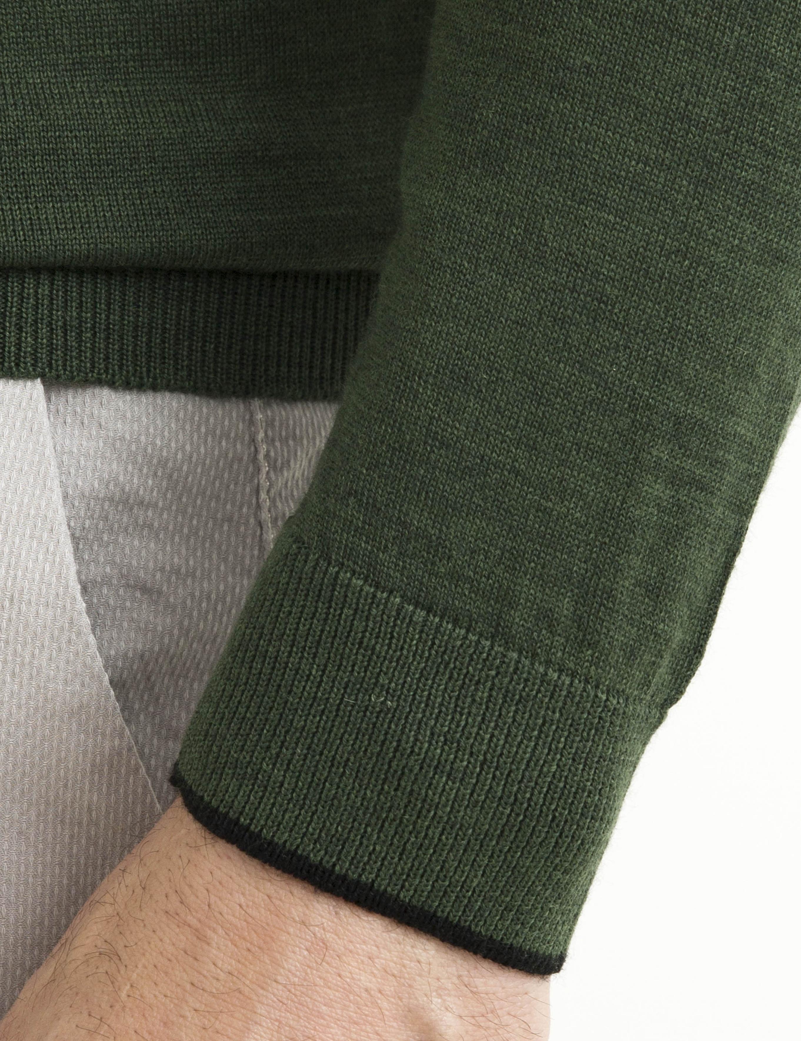 Yeşil Slim Fit Yarım Balıkçı Yaka Yün Karışımlı Basic Triko Kazak