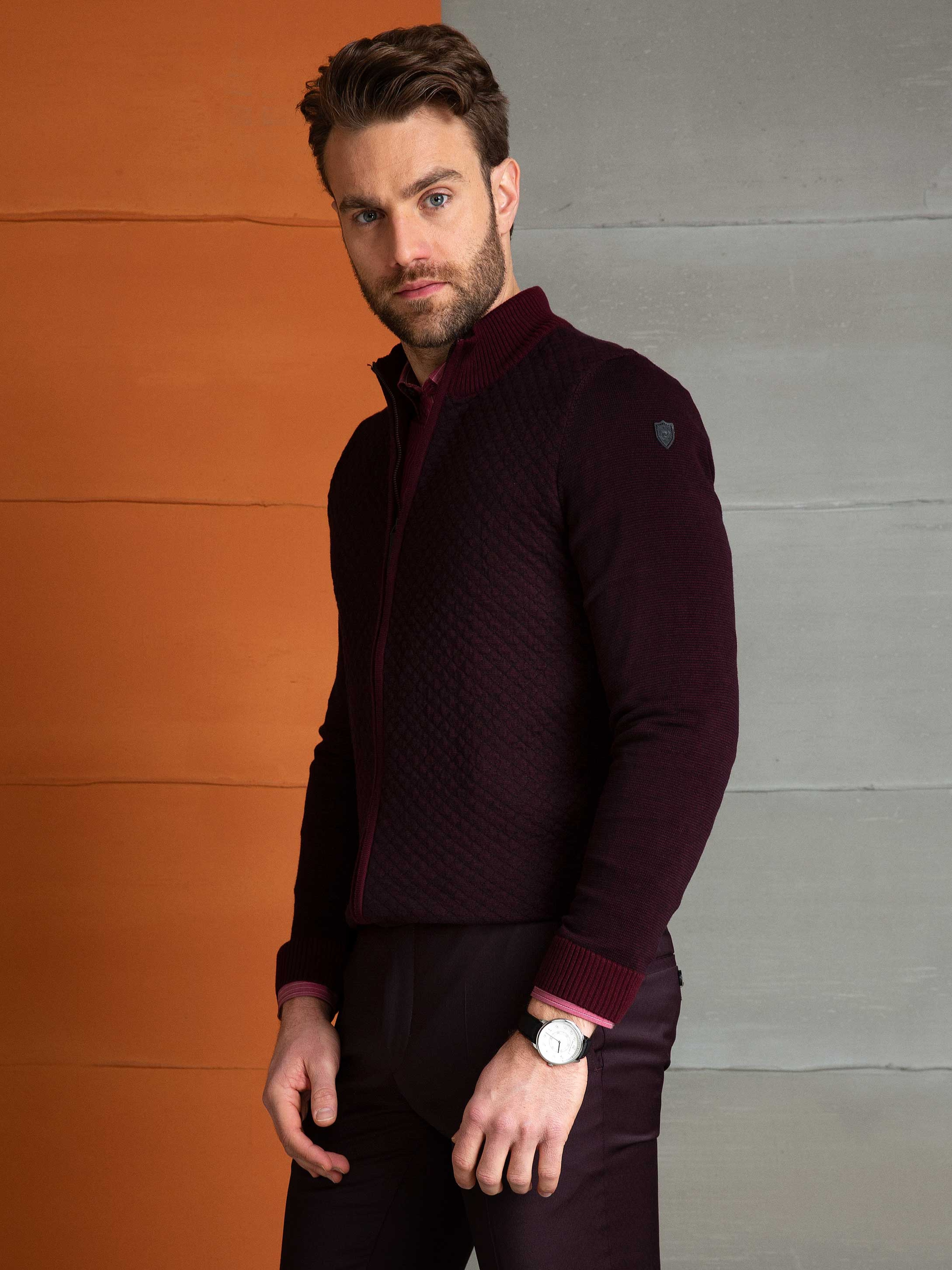 Bordo Slim Fit Triko Hırka - Image 2